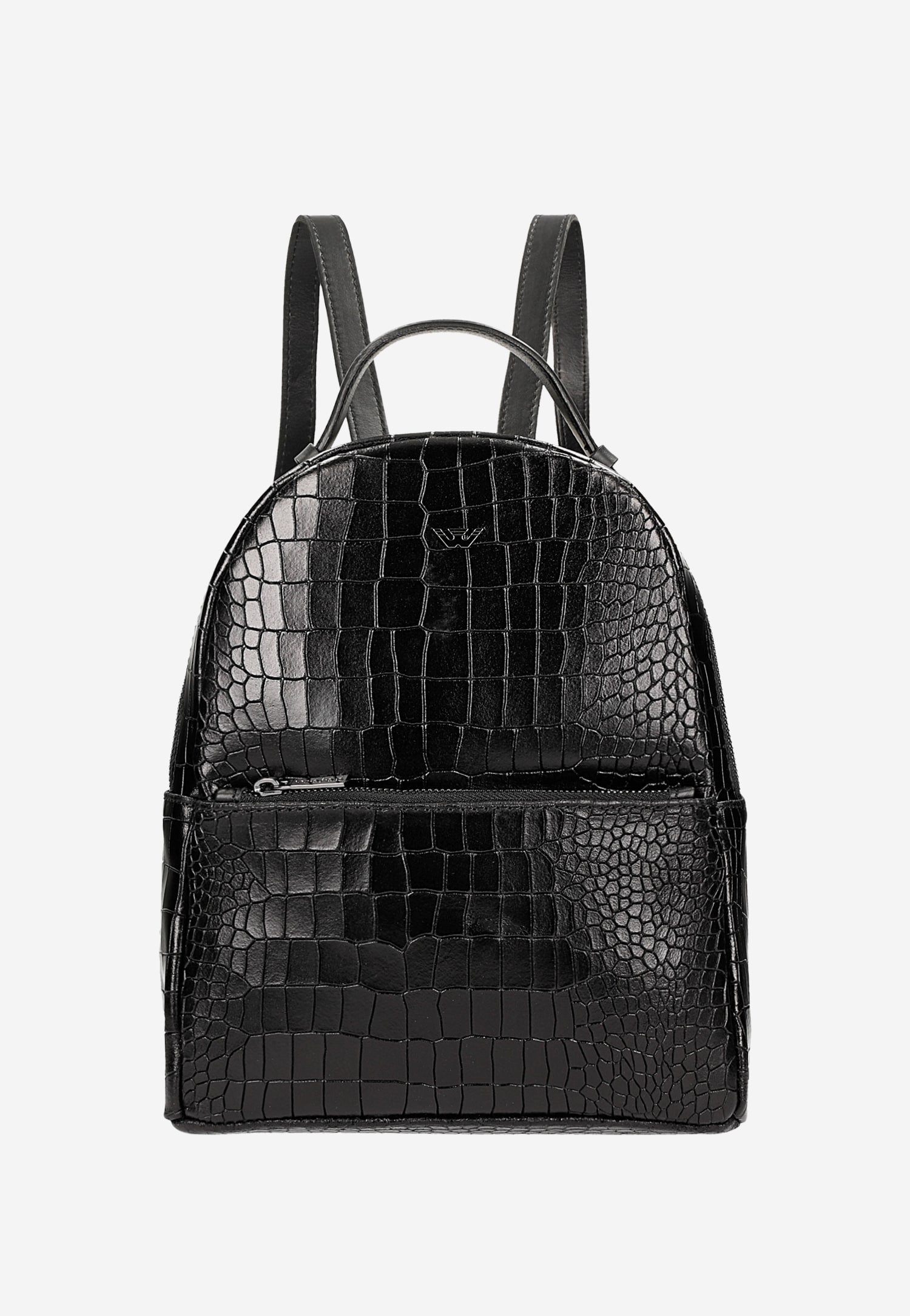 Czarny plecak damski z tłoczeniem w skórę krokodyla