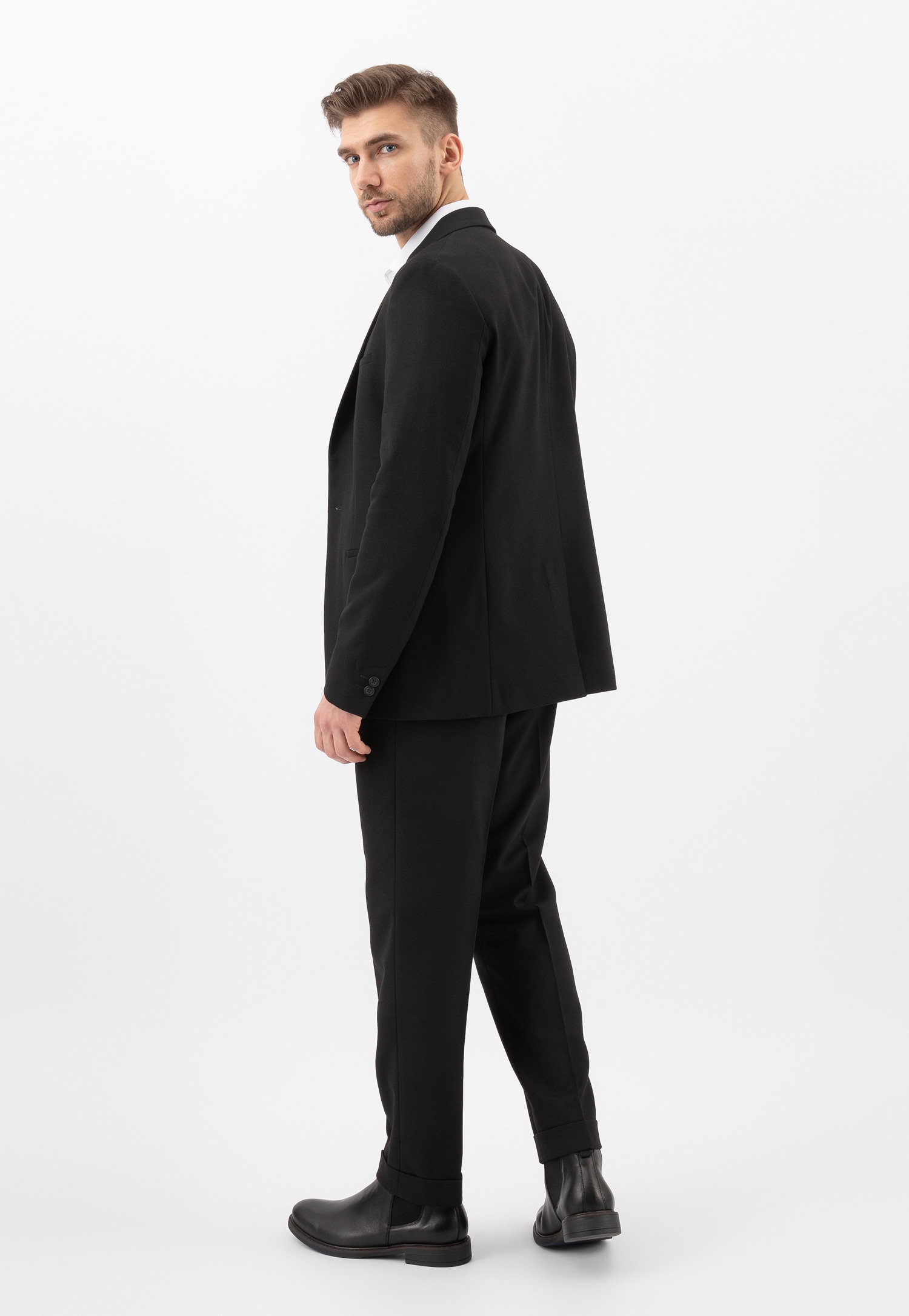 Czarne skórzane sztyblety męskie ze skóry licowej