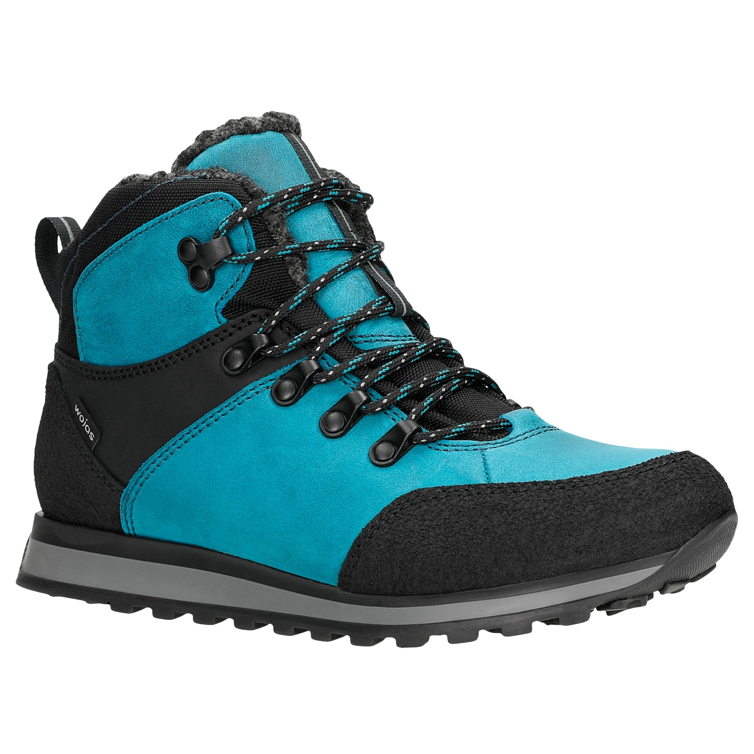 Czarno-amarantowe wysokie trekkingi damskie