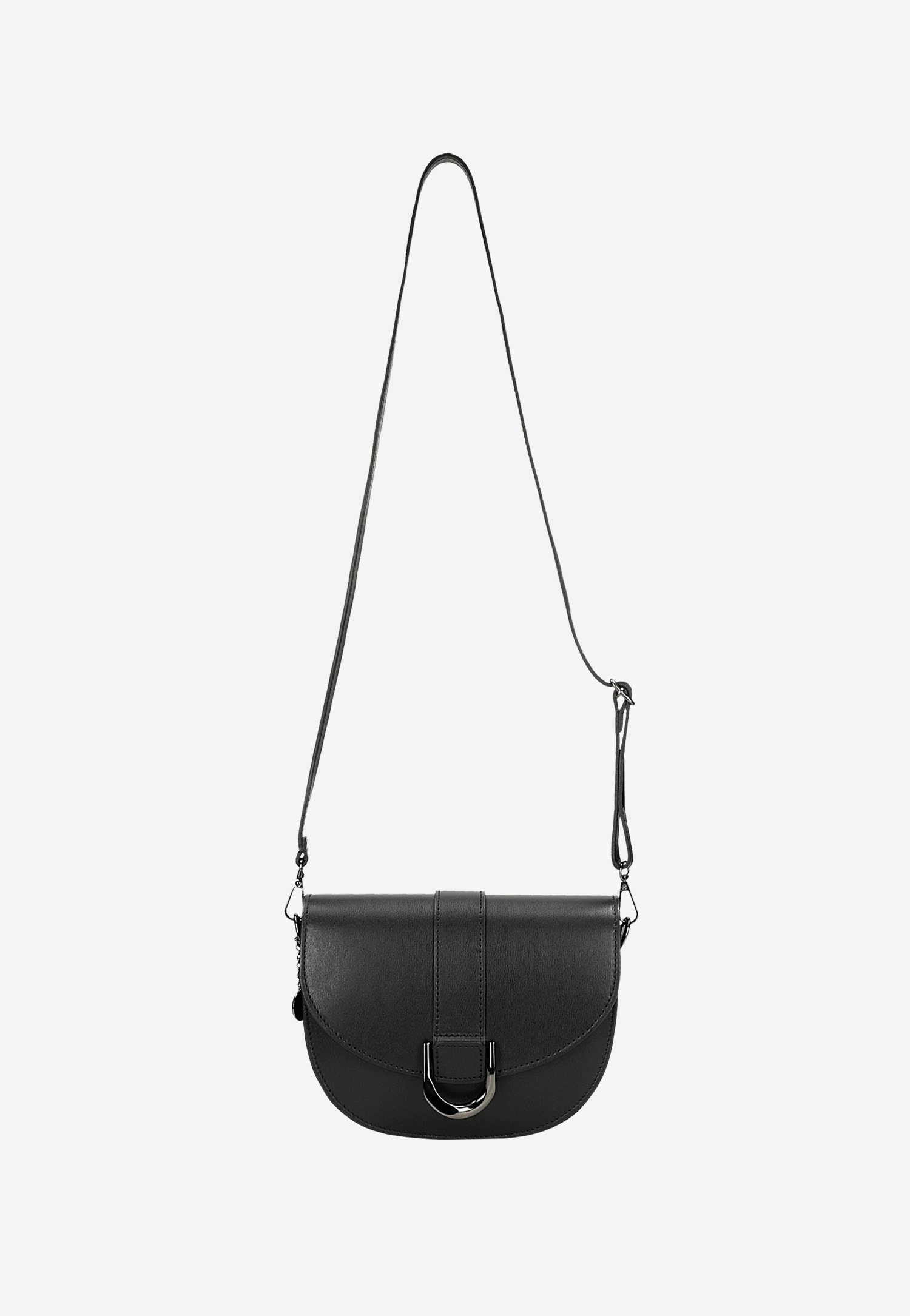 Mała skórzana torebka damska w kolorze czarnym