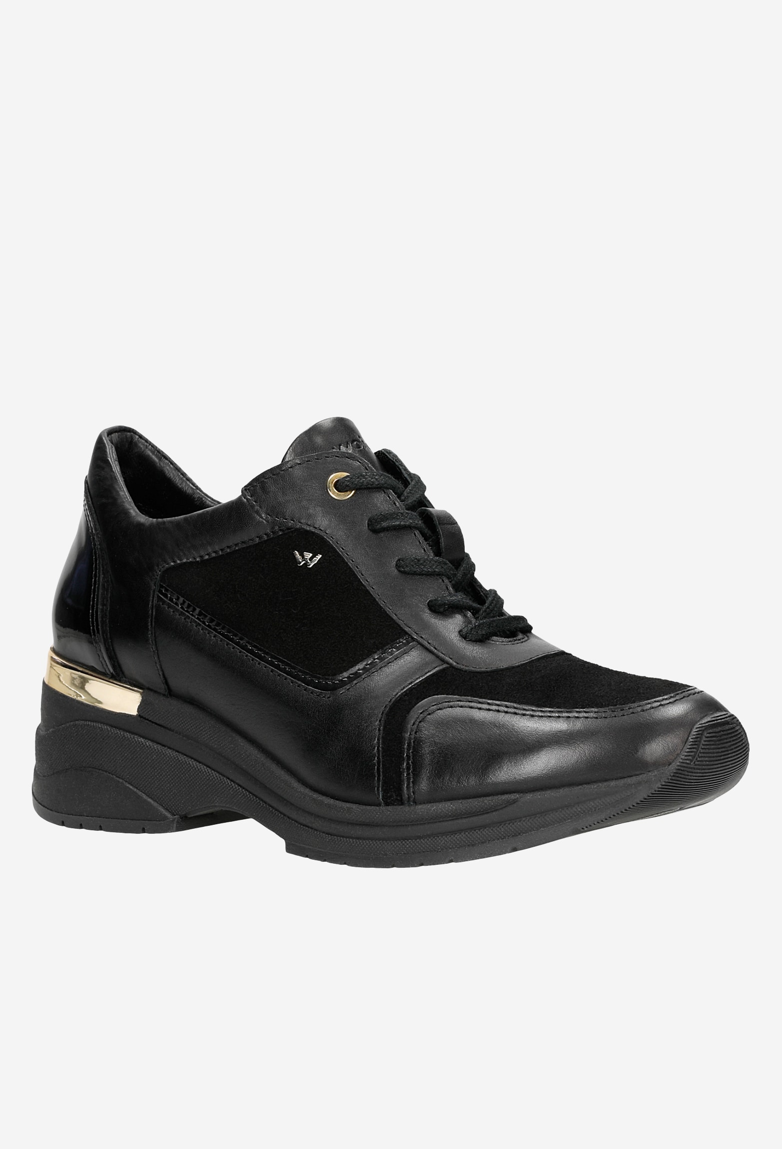 Czarne sneakersy damskie ze złotymi elementami