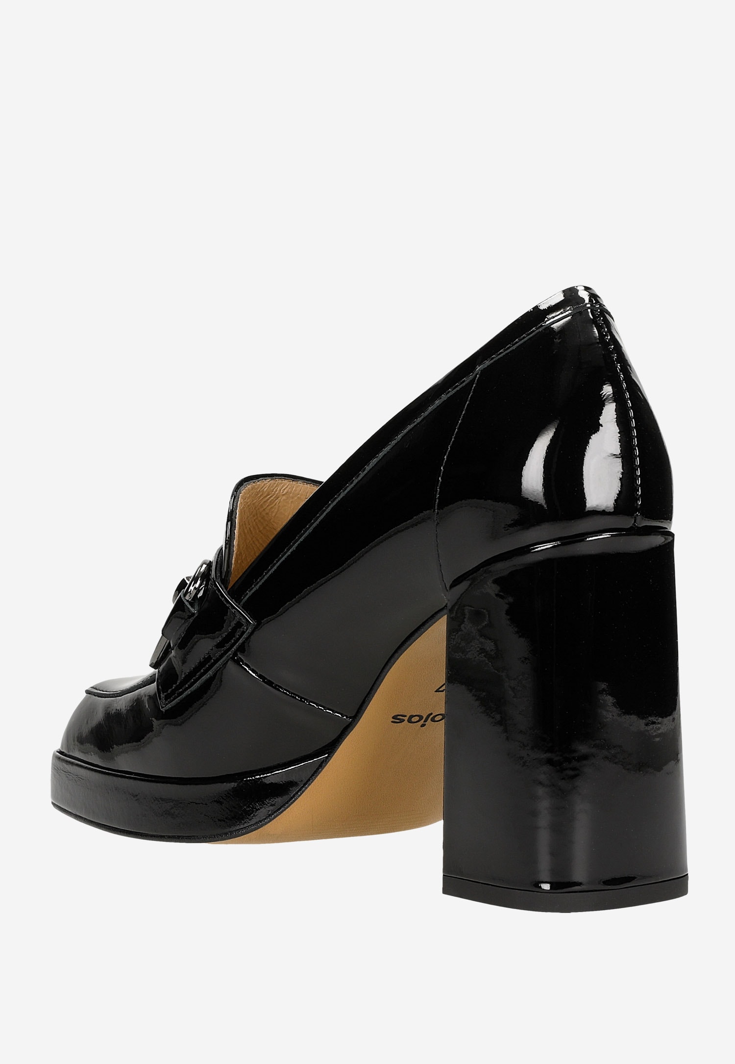 Wysokie lakierowane mokasyny damskie na słupku