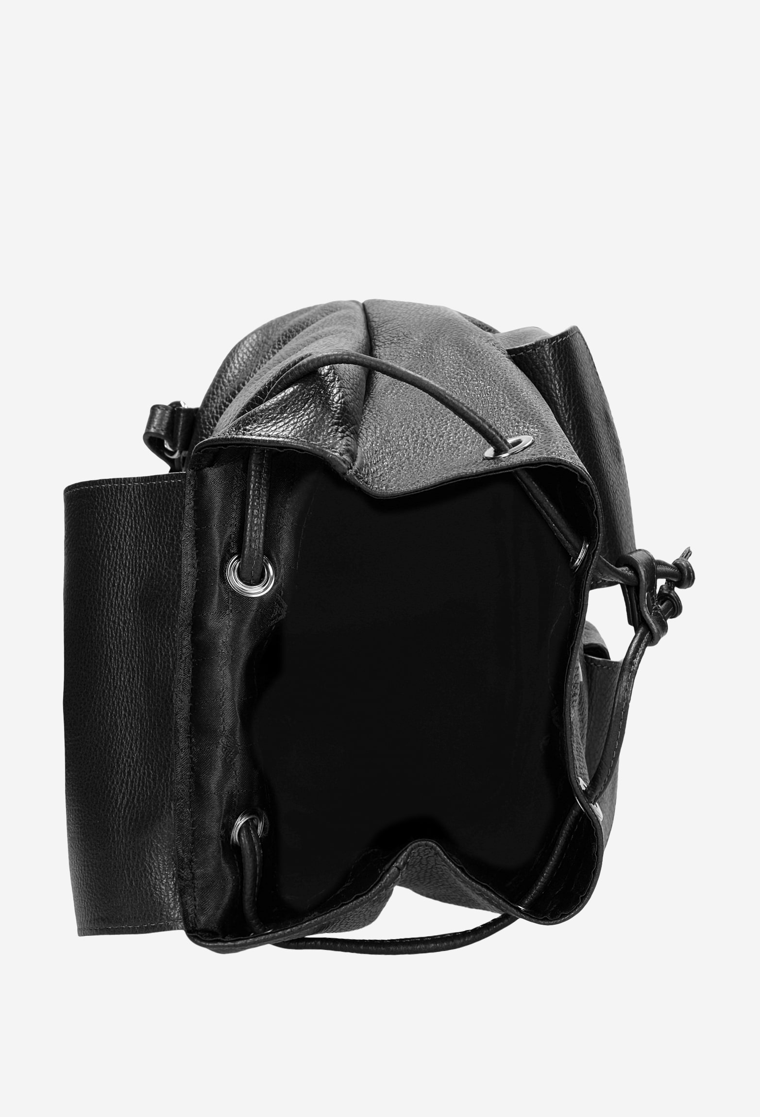 Beżowy plecak damski typu worek ze skóry licowej