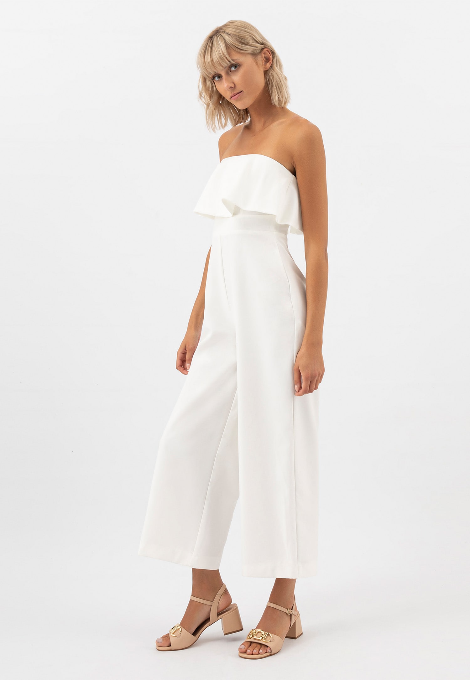 Eleganckie beżowe sandały damskie na obcasie