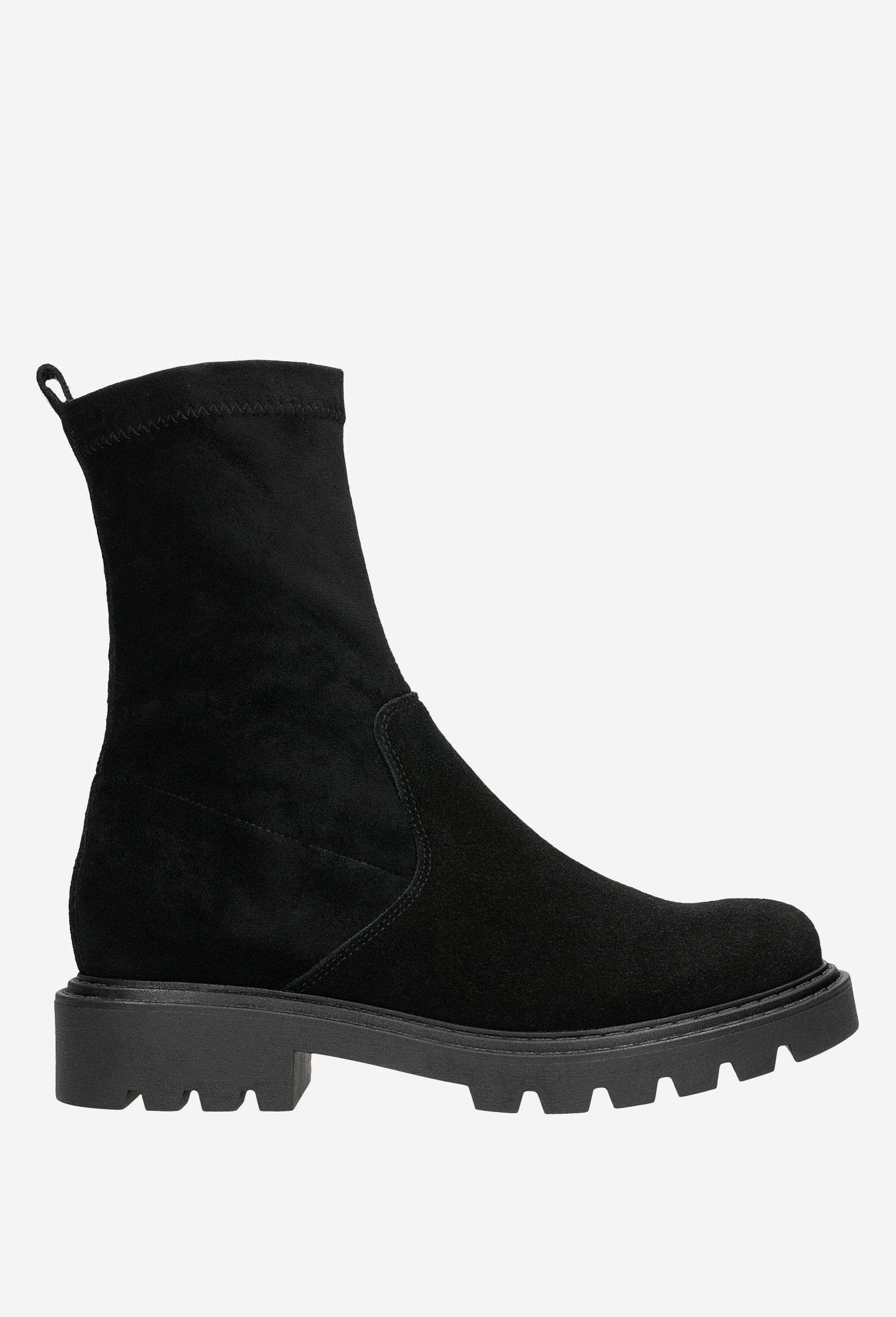 Czarne jesienne bikery damskie z dwoiny welurowej i stretchu