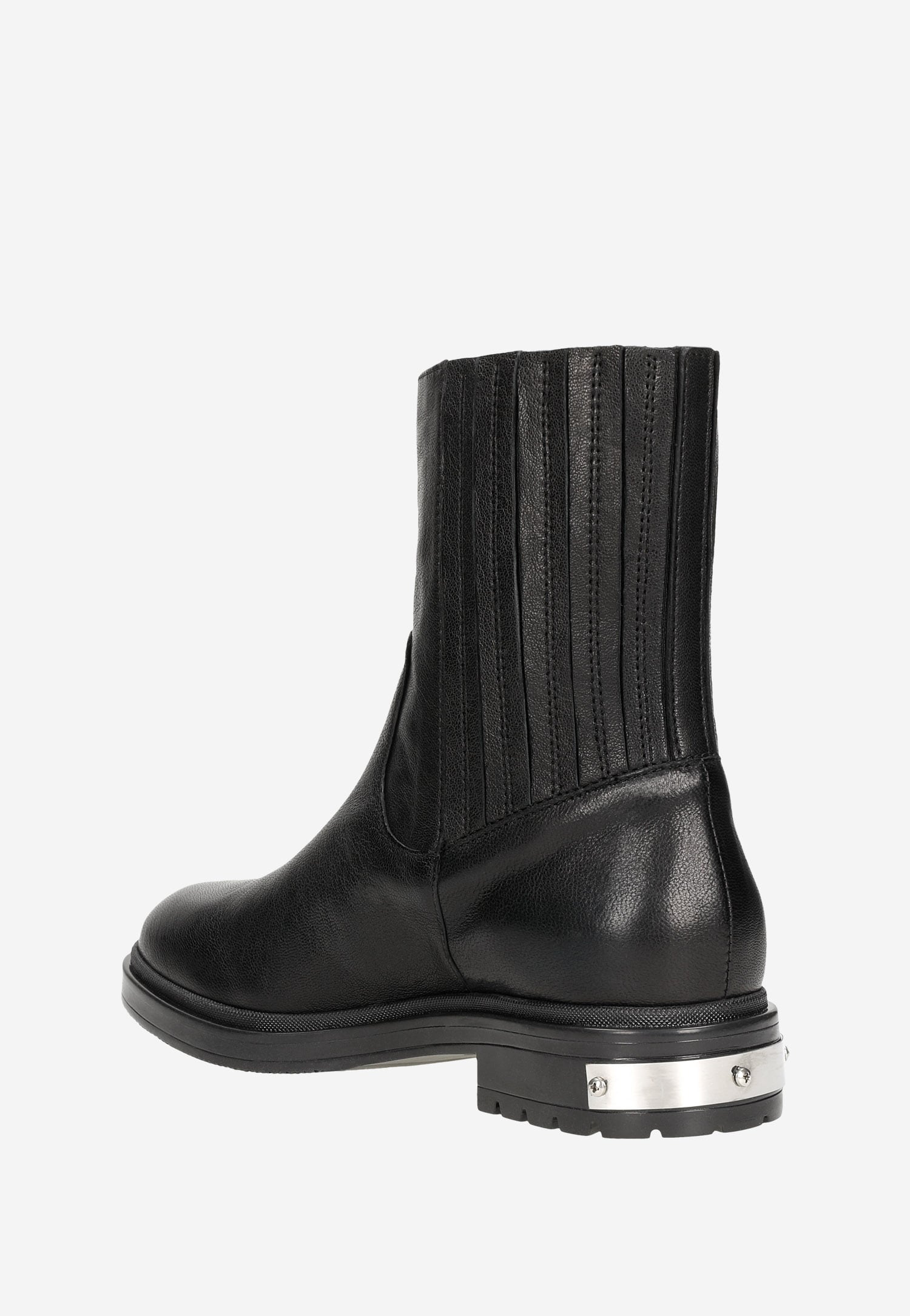 Czarne wsuwane botki damskie ze skóry licowej