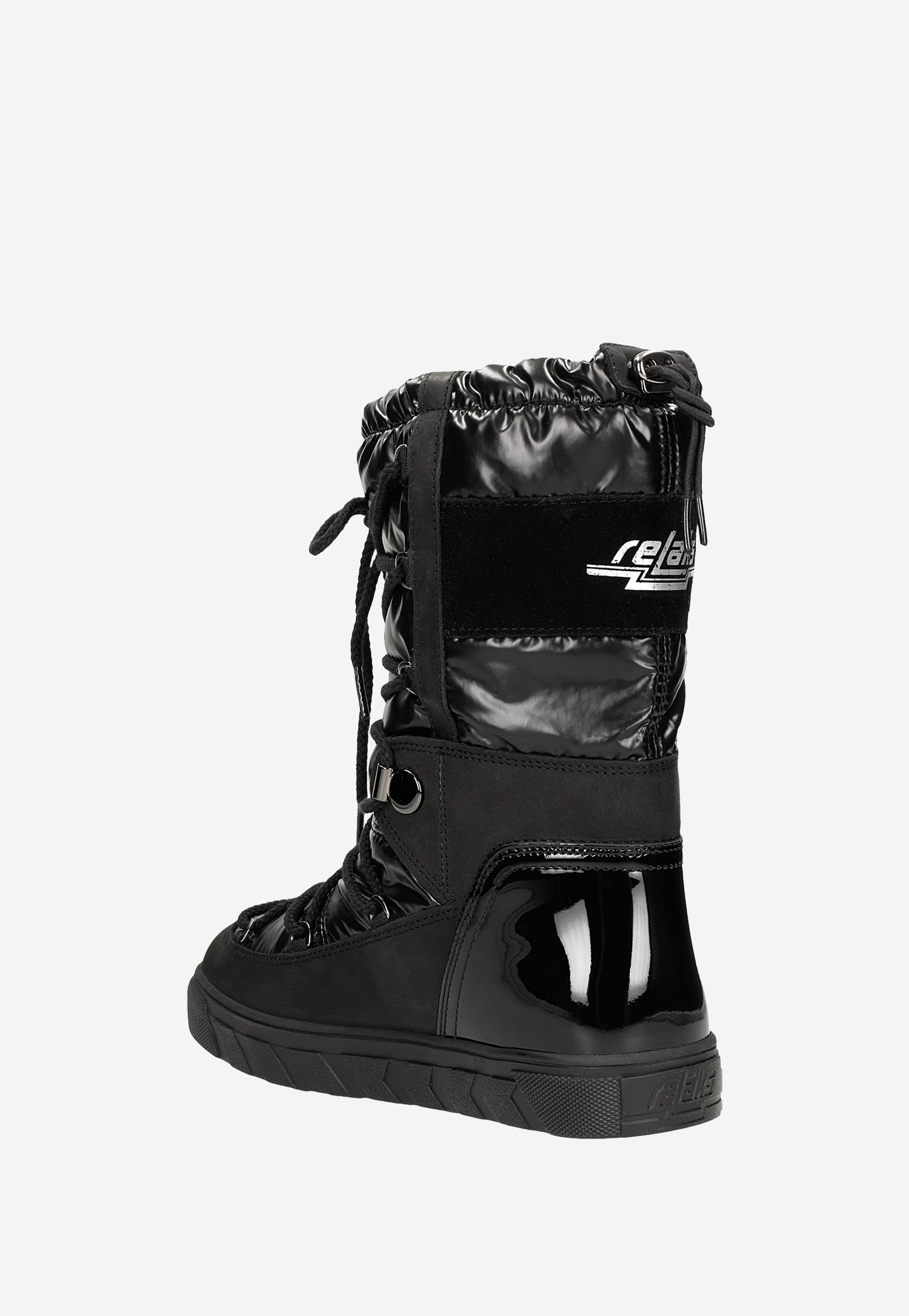 Czarno-niebieskie wsuwane śniegowce damskie RELAKS