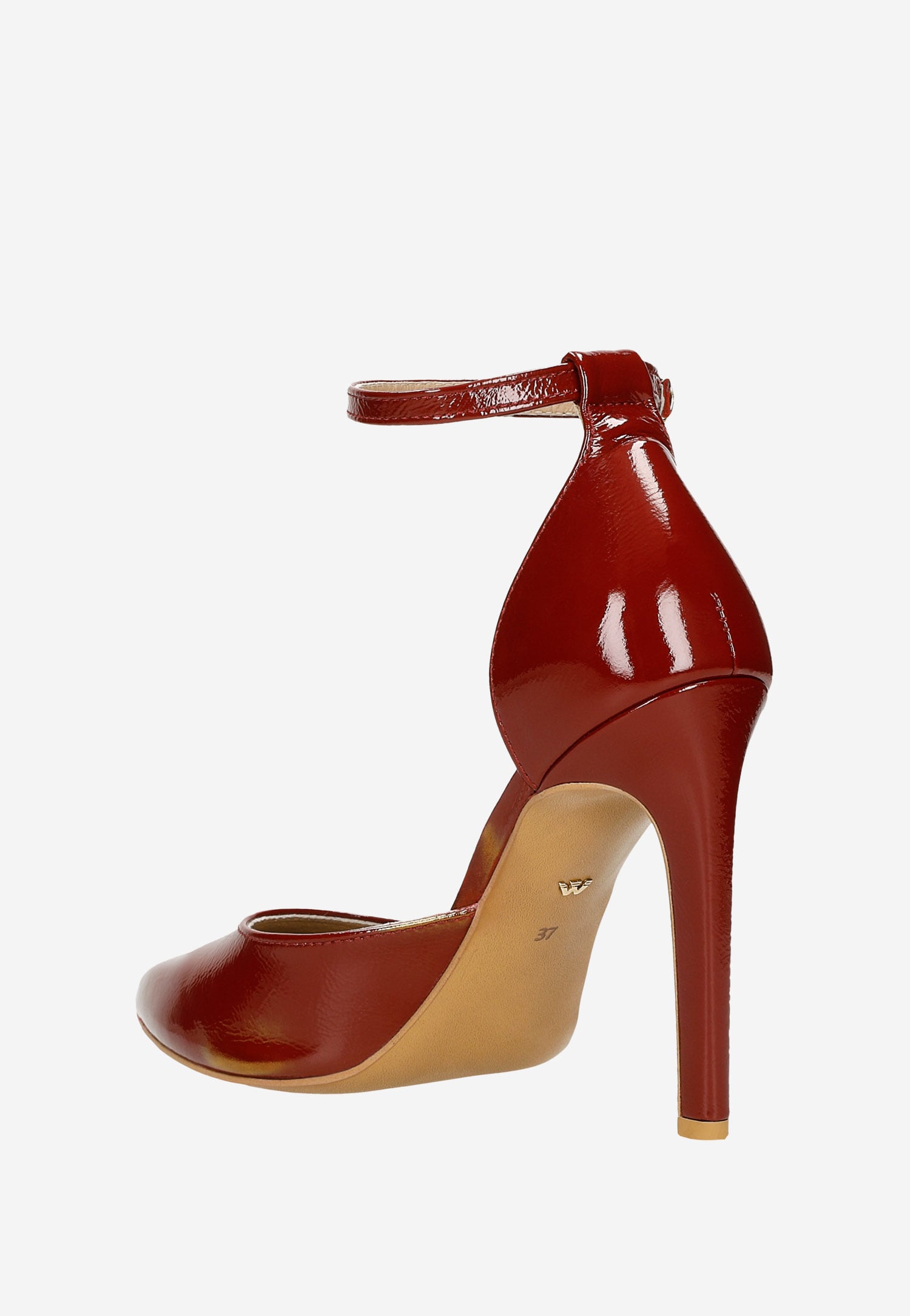 Czerwone czółenka damskie na szpilce z zapięciem wokół kostki