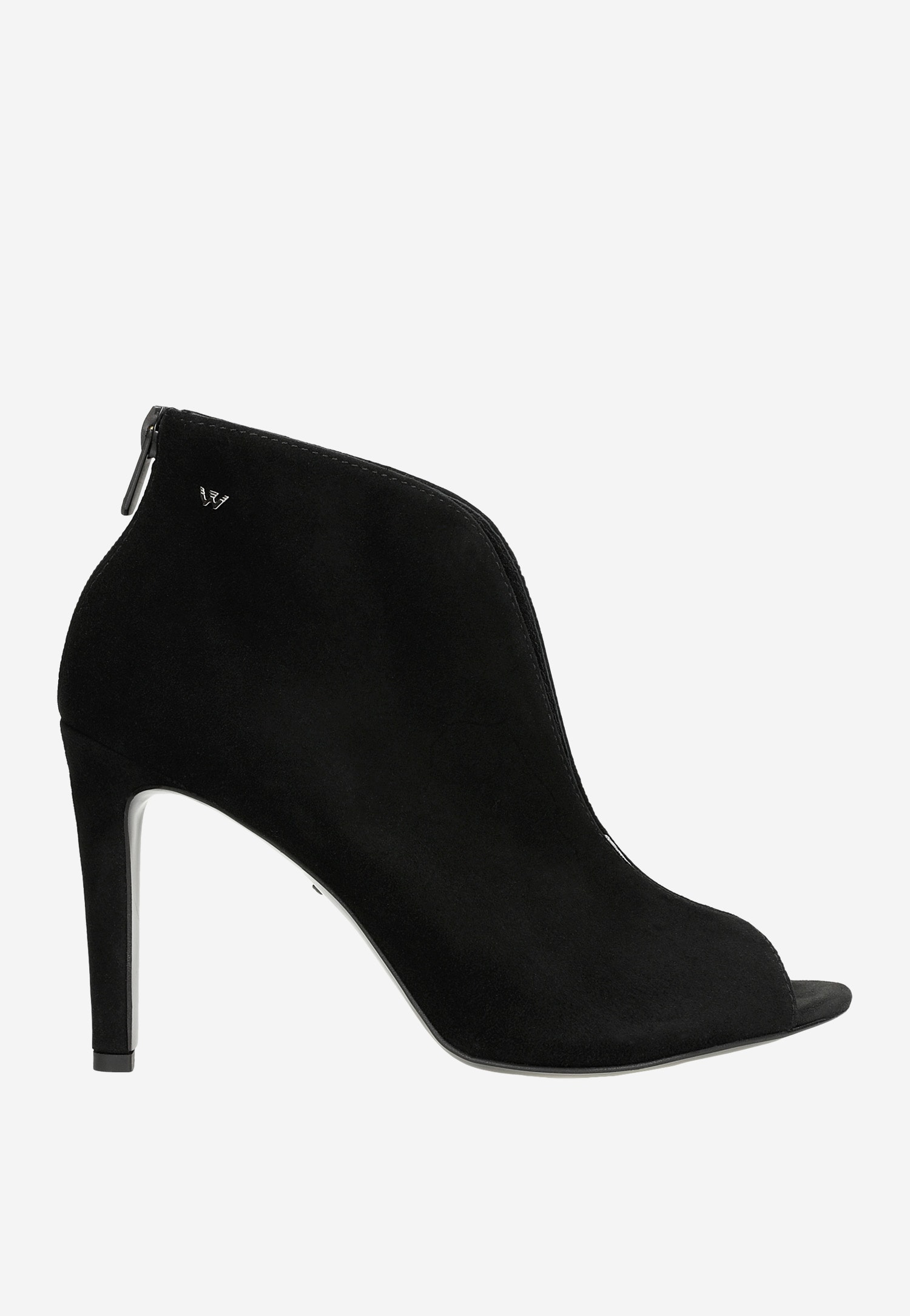 Czarne eleganckie botki peep toe na szpilce