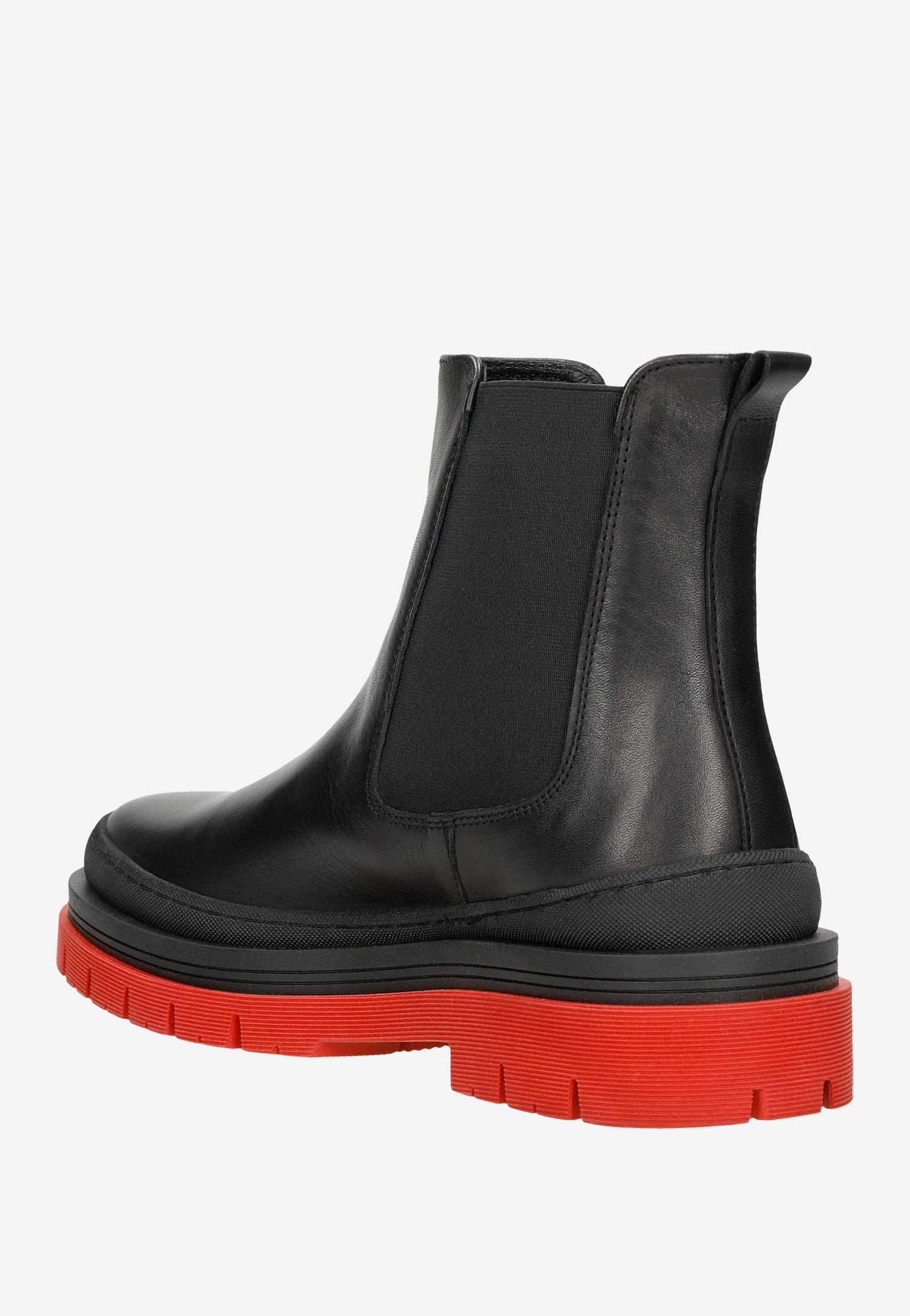 Czarne skórzane sztyblety damskie na czerwonej podeszwie