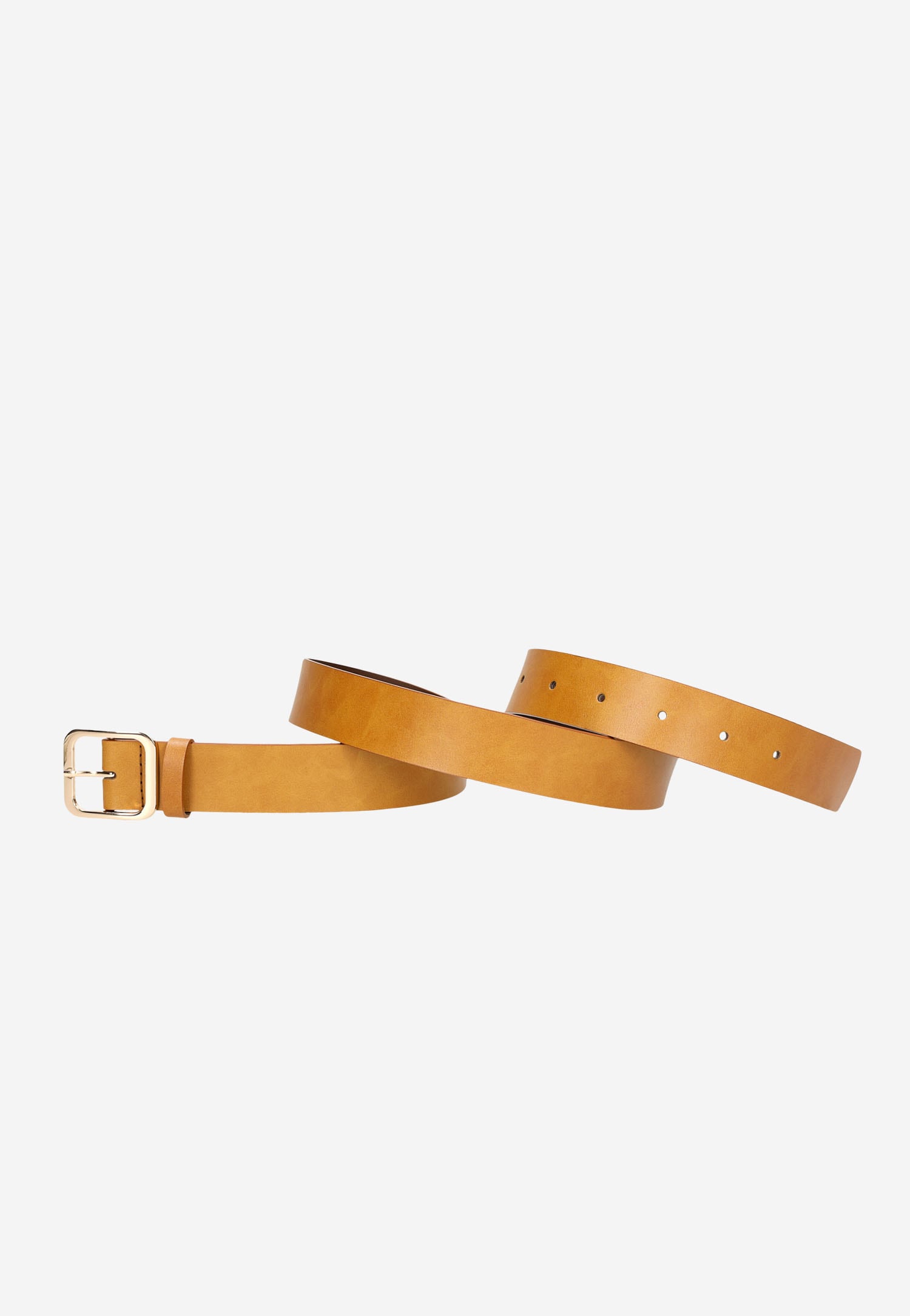 Jasnobrązowy pasek damski ze skóry licowej ze złotą klamrą