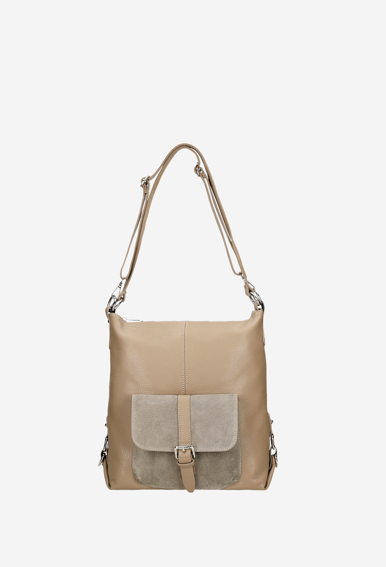 Beżowa skórzana torebka plecak 2w1