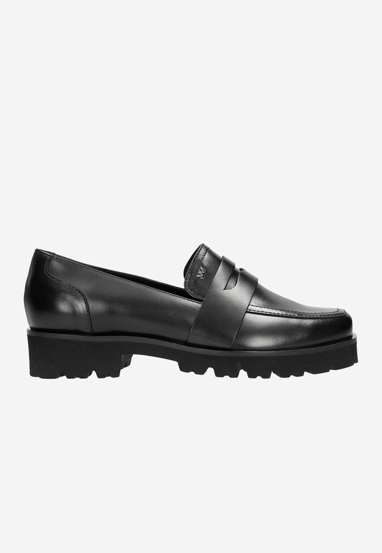 Czarne mokasyny damskie na grubej podeszwie