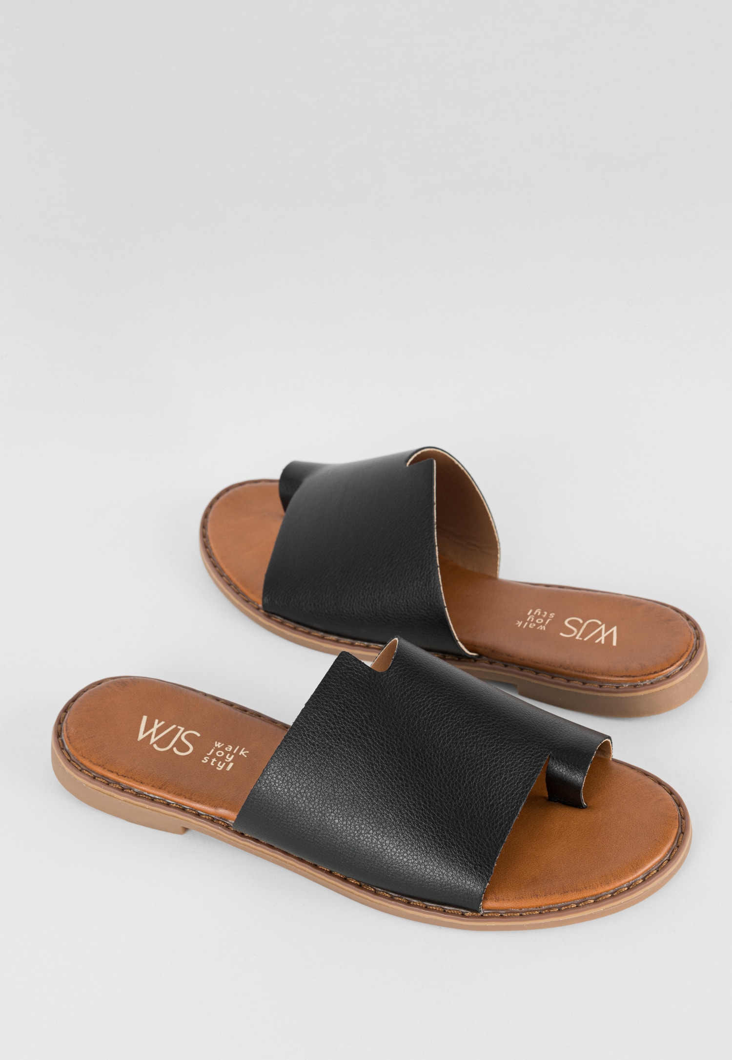 WJS złote klapki damskie na płaskiej podeszwie