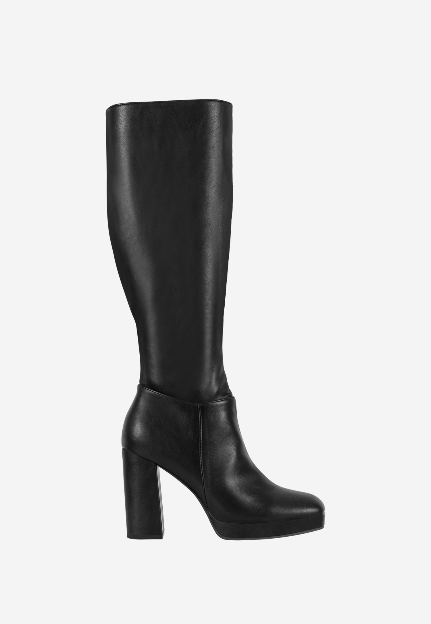 WJS czarne kozaki damskie na obcasie typu słupek