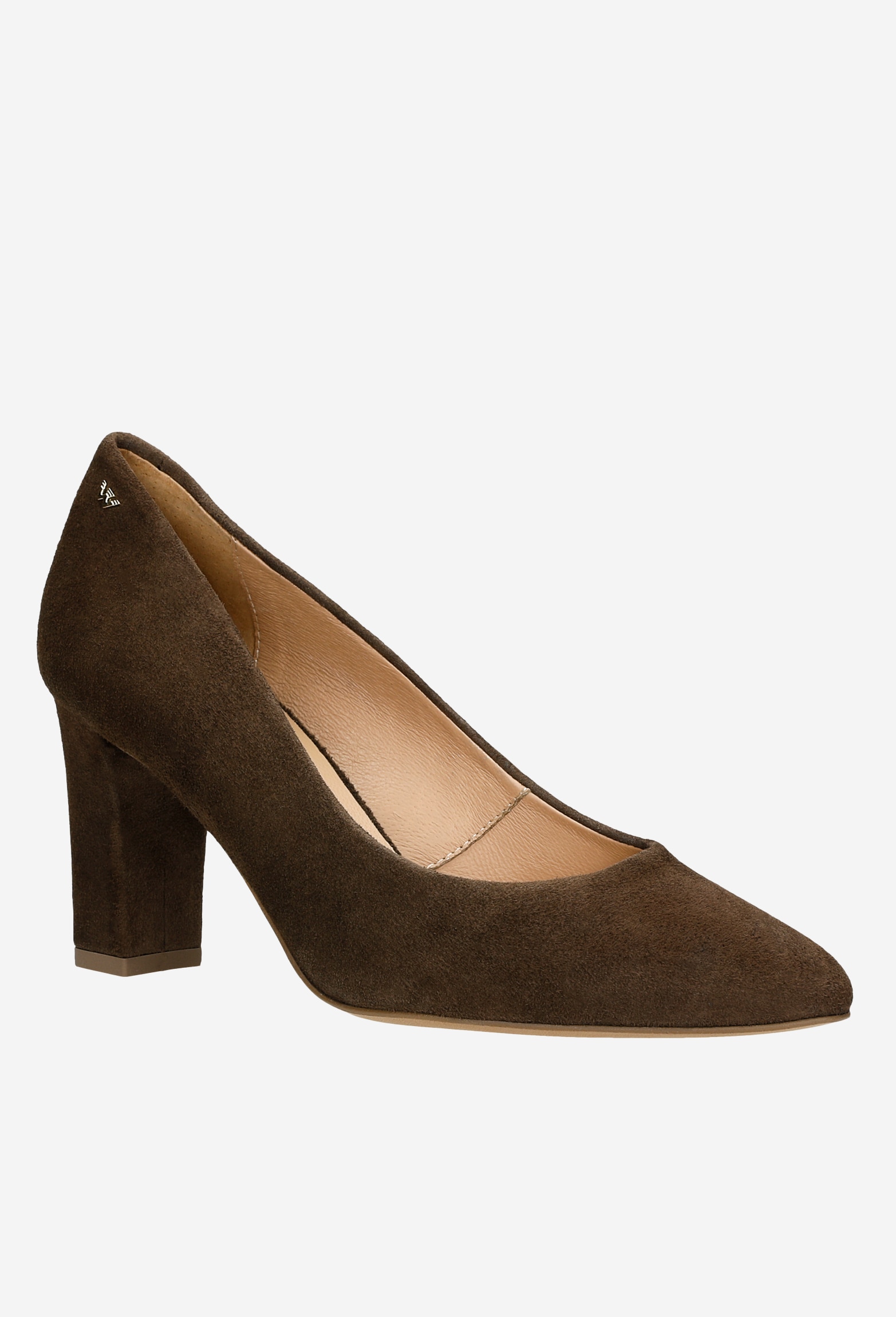 Brązowe welurowe czółenka damskie