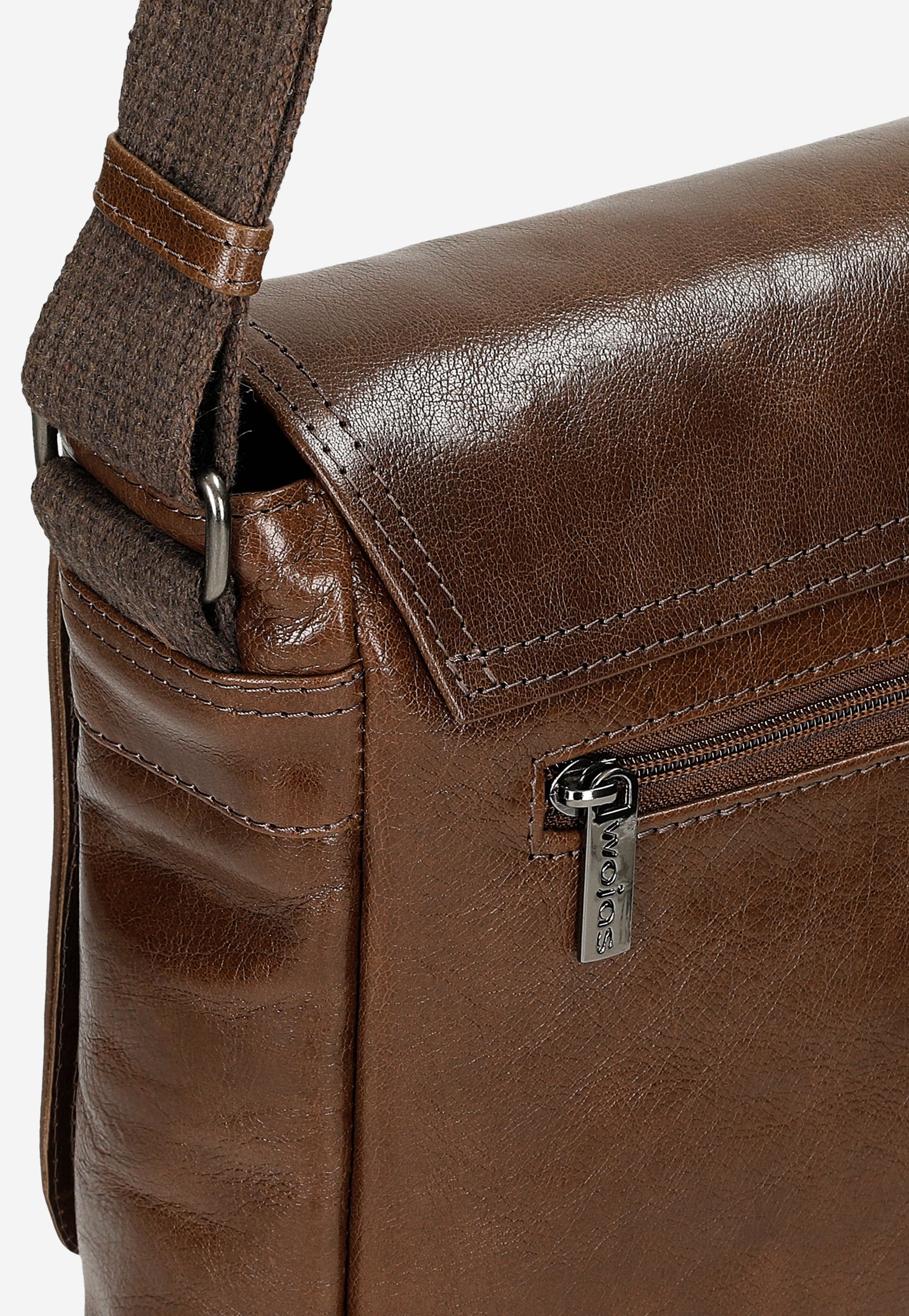 Czarna torba męska na ramię ze skóry licowej