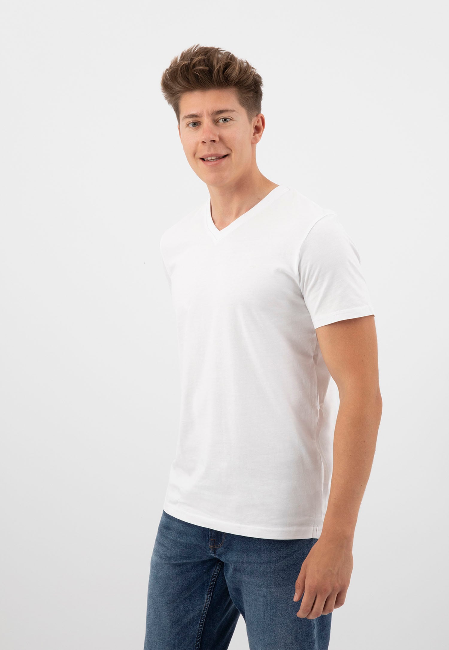 Biała bawełniana koszulka męska ze srebrnym logo