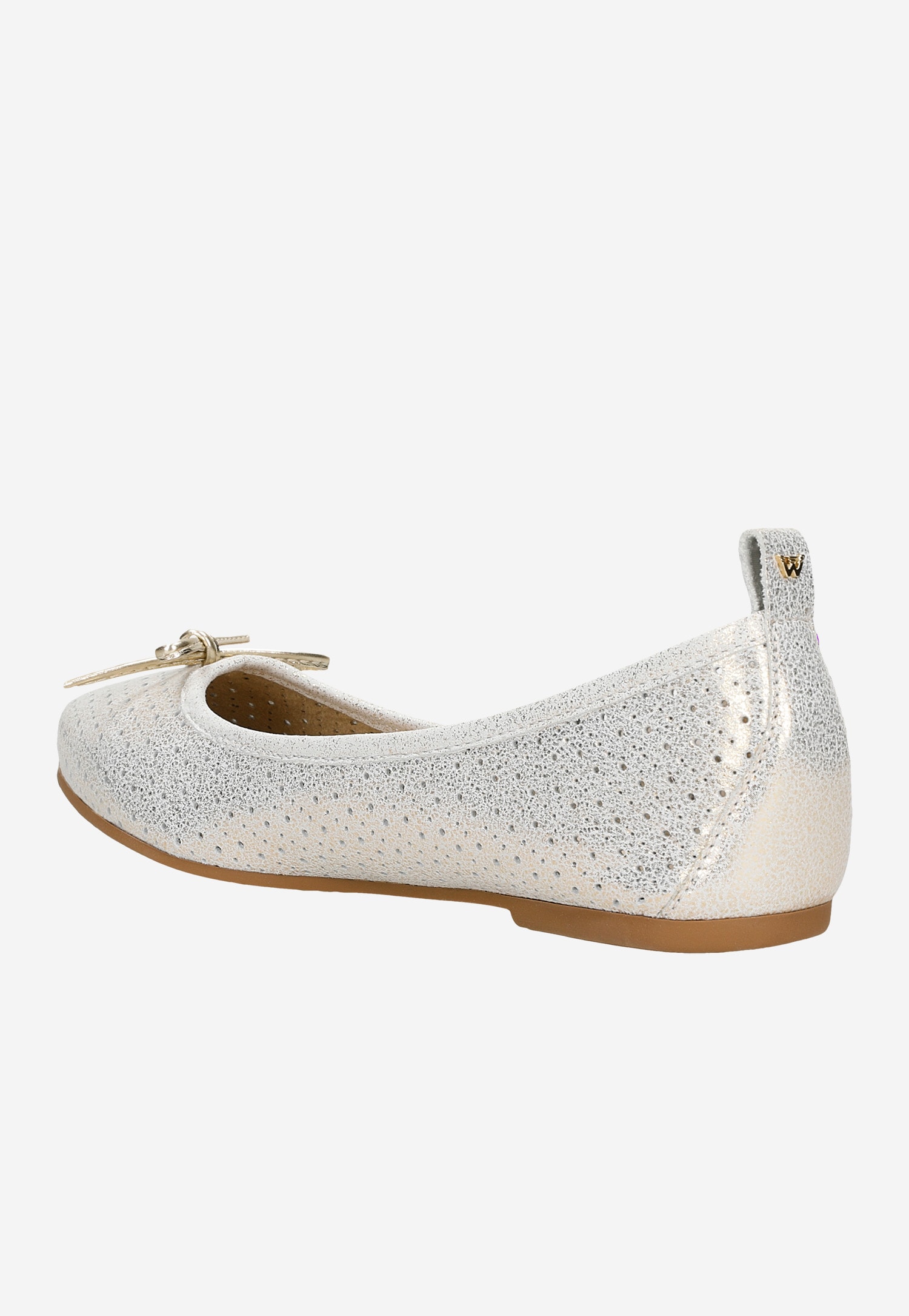 Srebrne baleriny damskie ażurowane