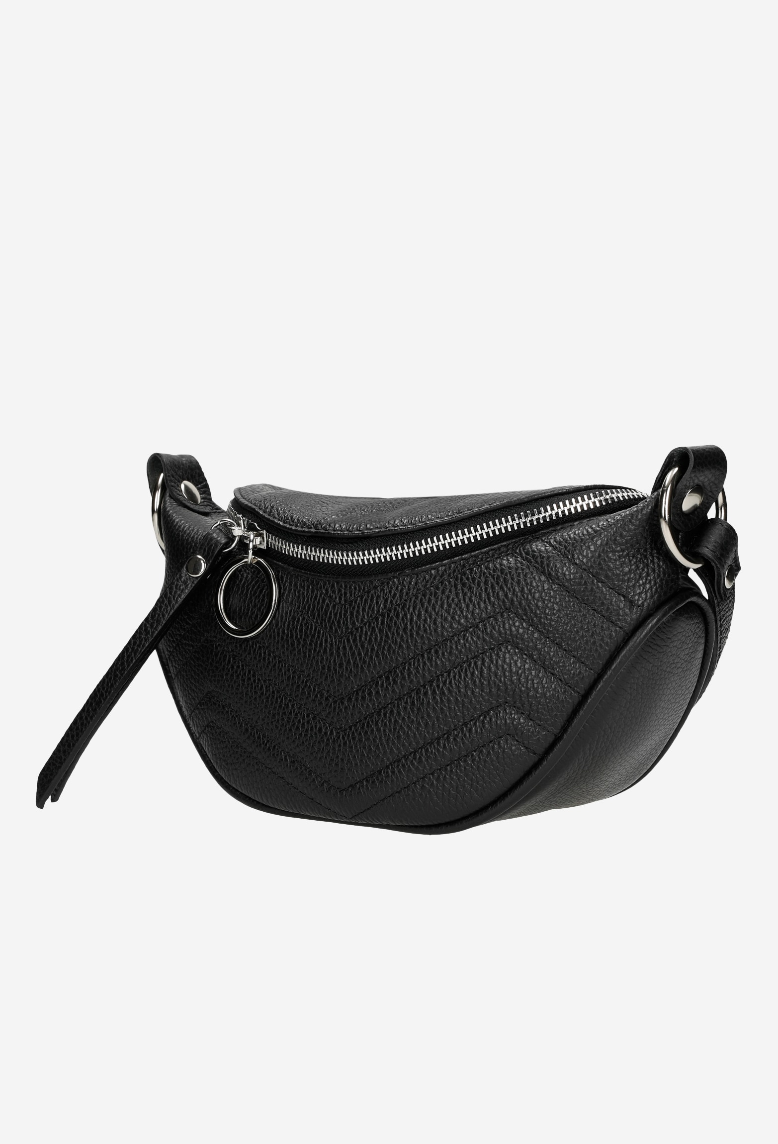 Beżowa pikowana saszetka damska ze skóry licowej