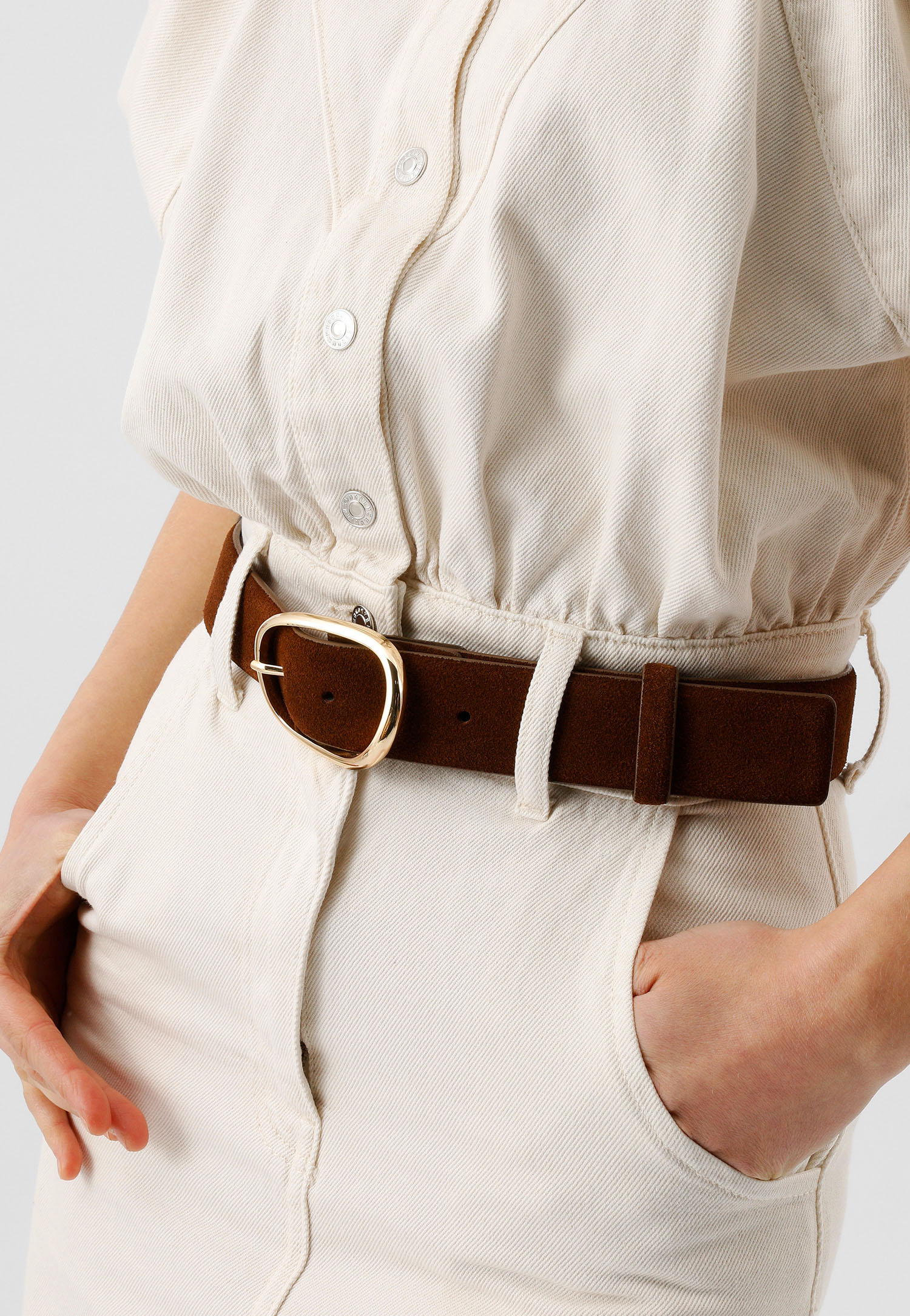 Czarny pasek damski z dwoiny welurowej