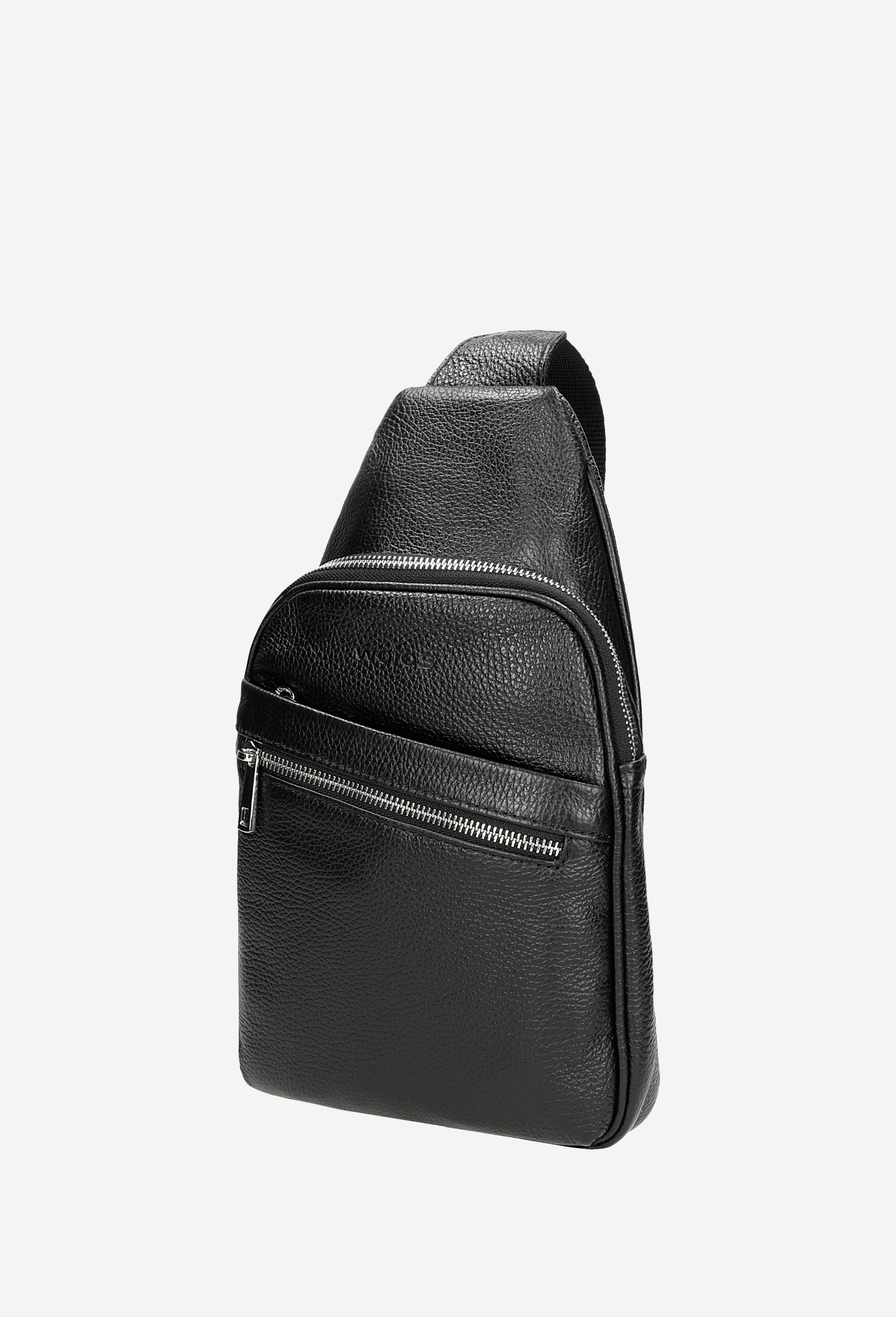 Mała czarna torba męska ze skóry licowej