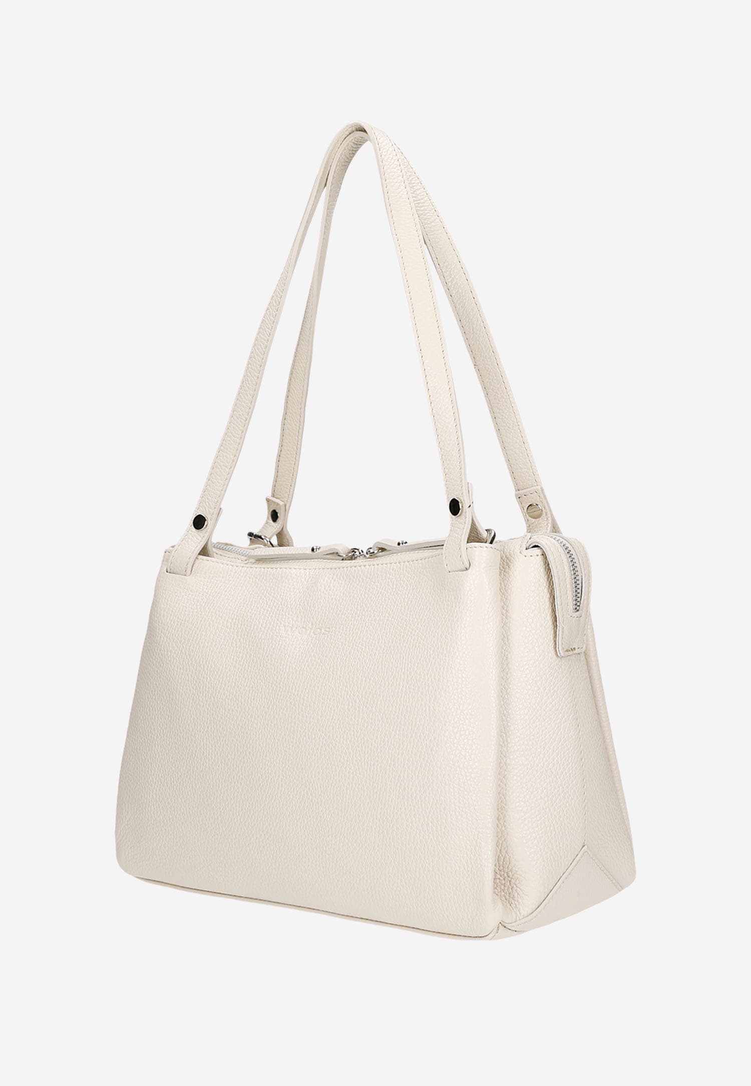 Duża skórzana torebka damska w kolorze beżowym