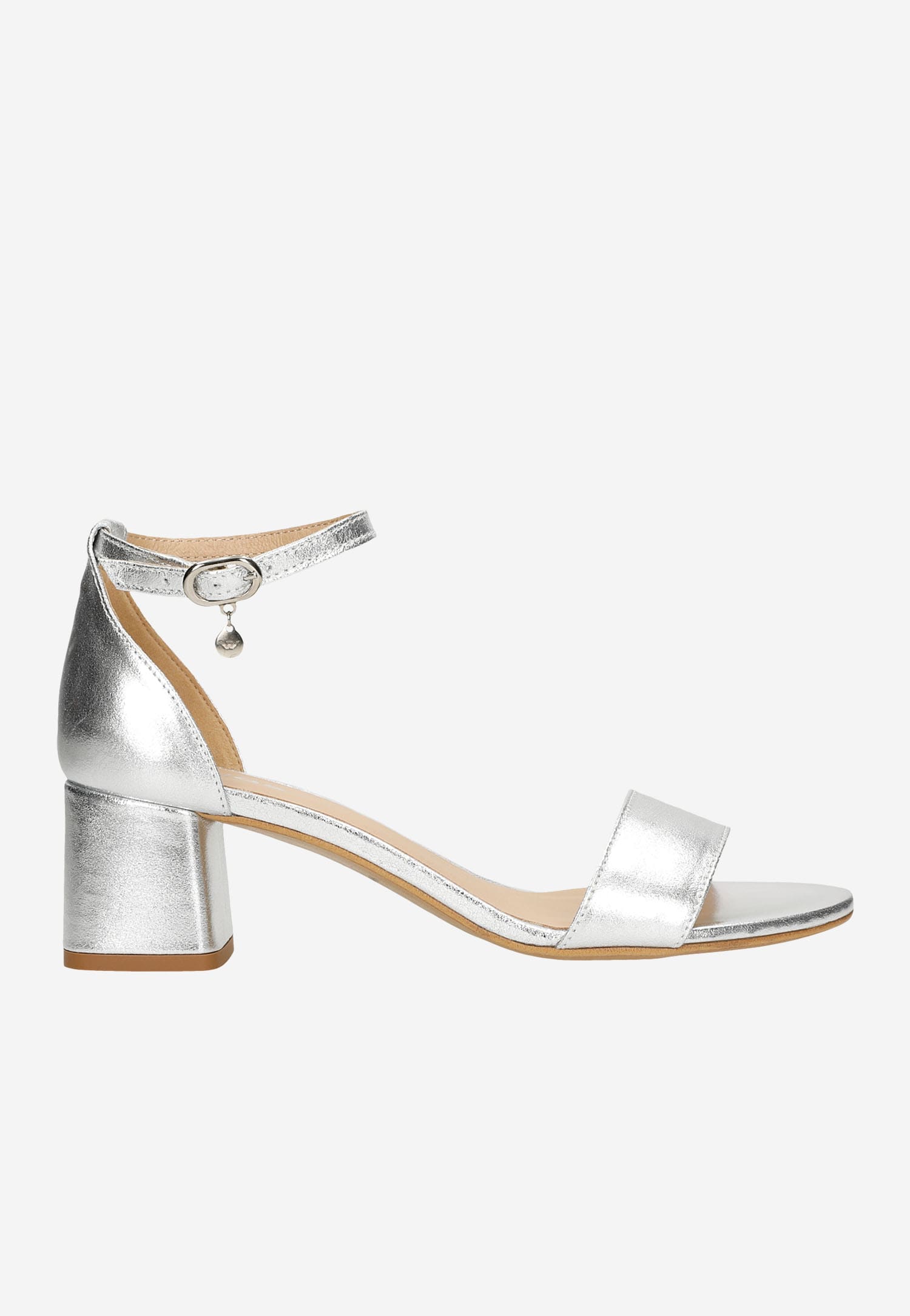 Zjawiskowe srebrne sandały damskie na obcasie