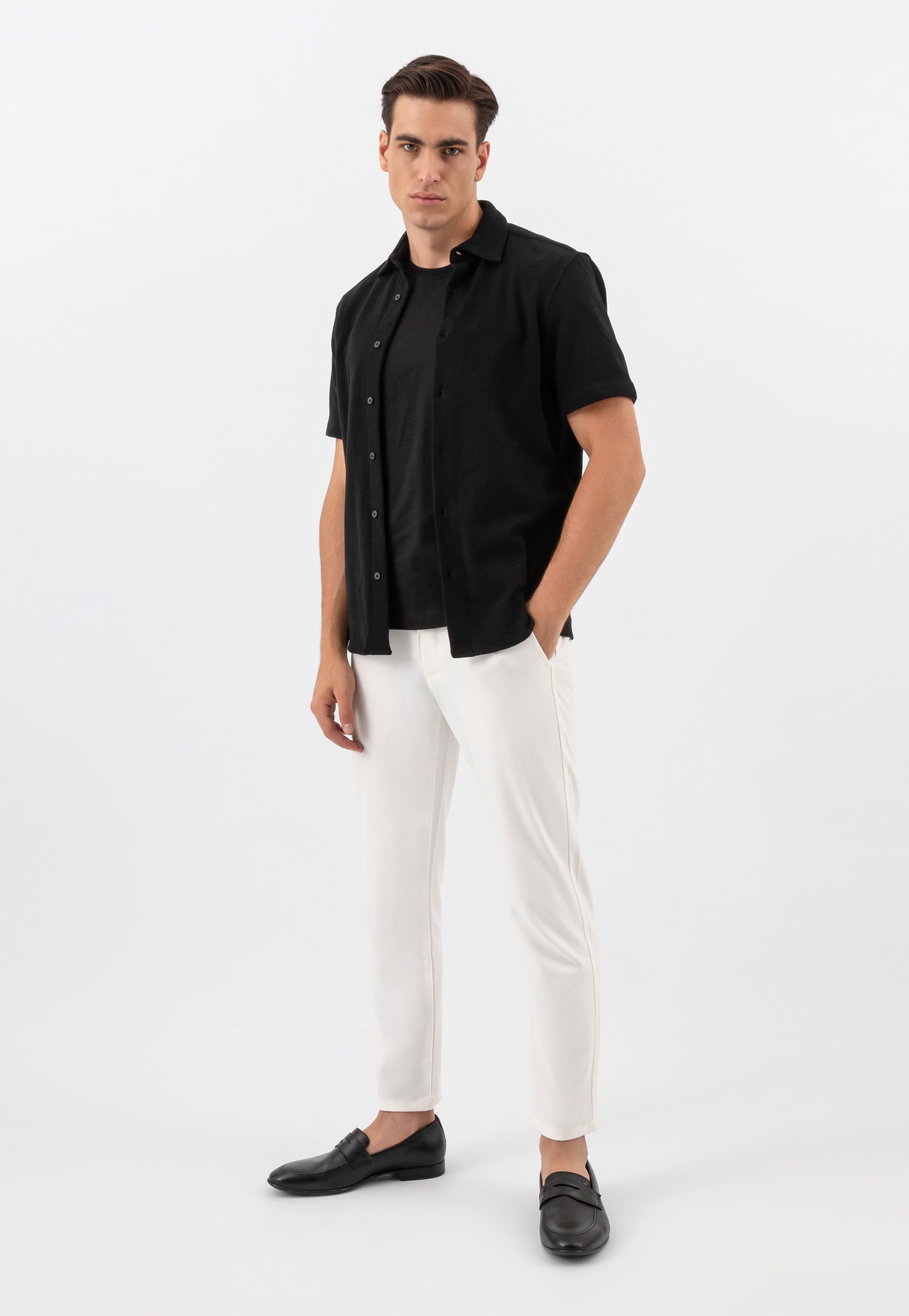 Skórzane loafersy męskie w kolorze brązowym