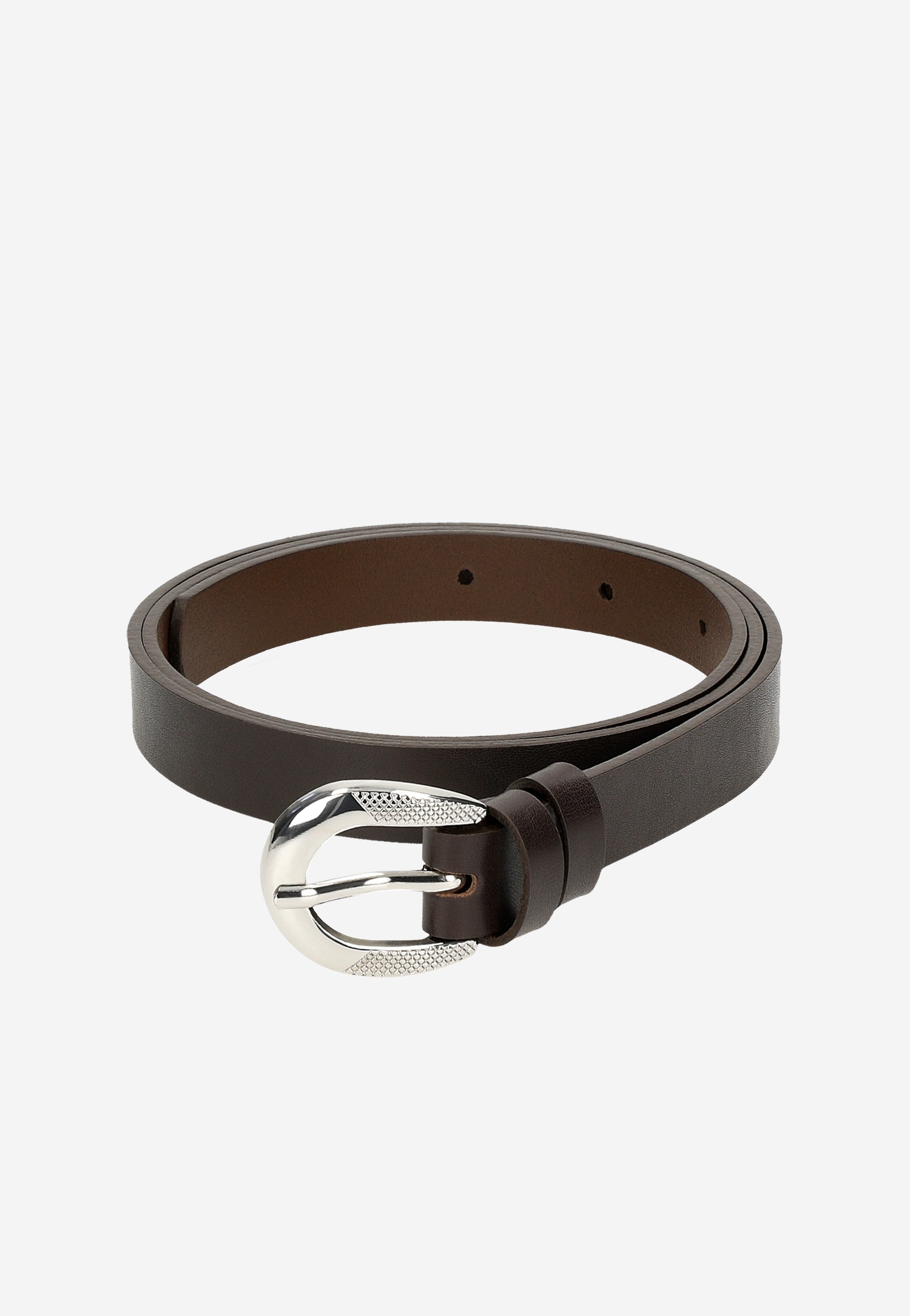 Brązowy pasek damski ze skóry licowej z ciekawą klamrą