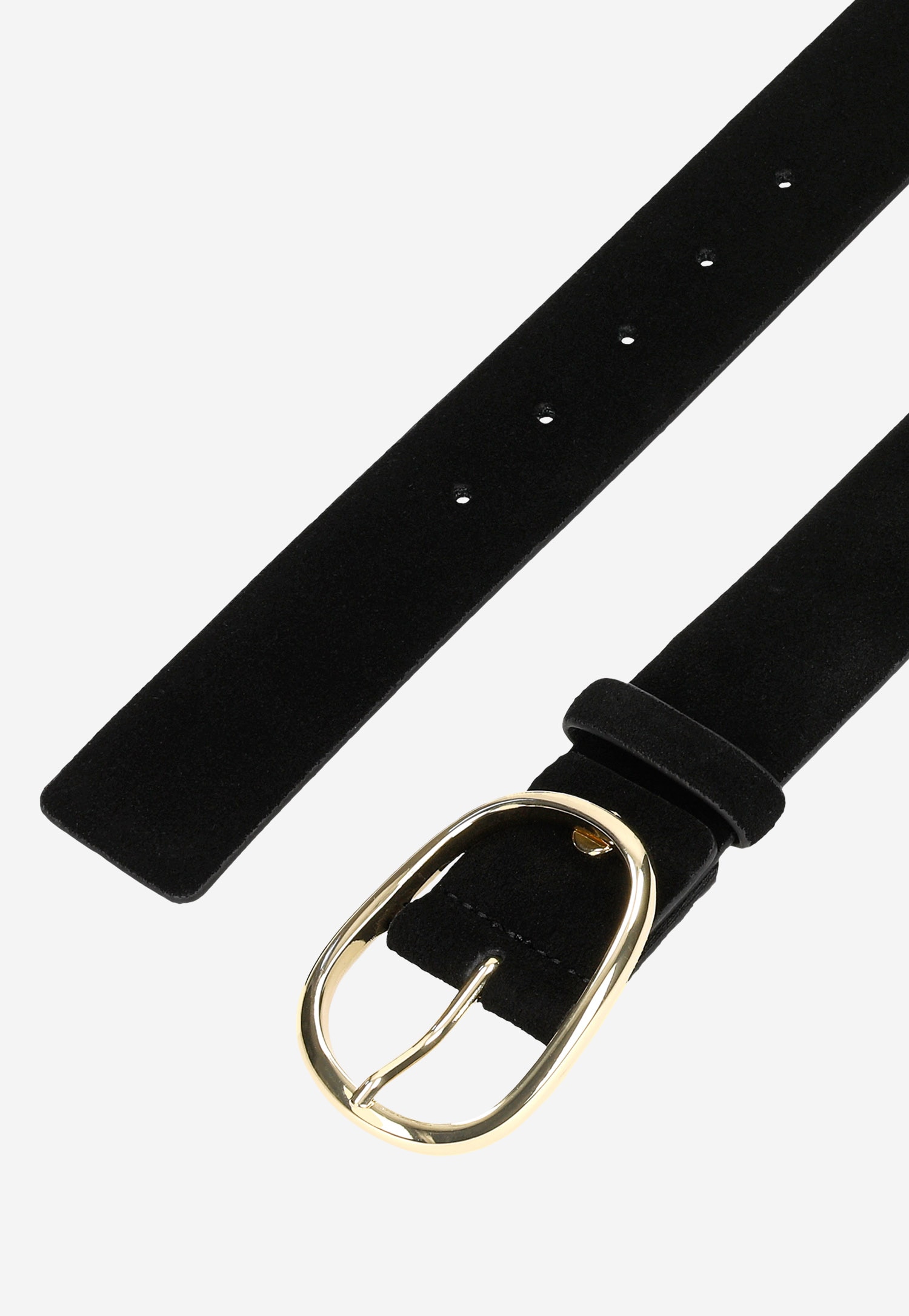 Czarny pasek damski z dwoiny welurowej