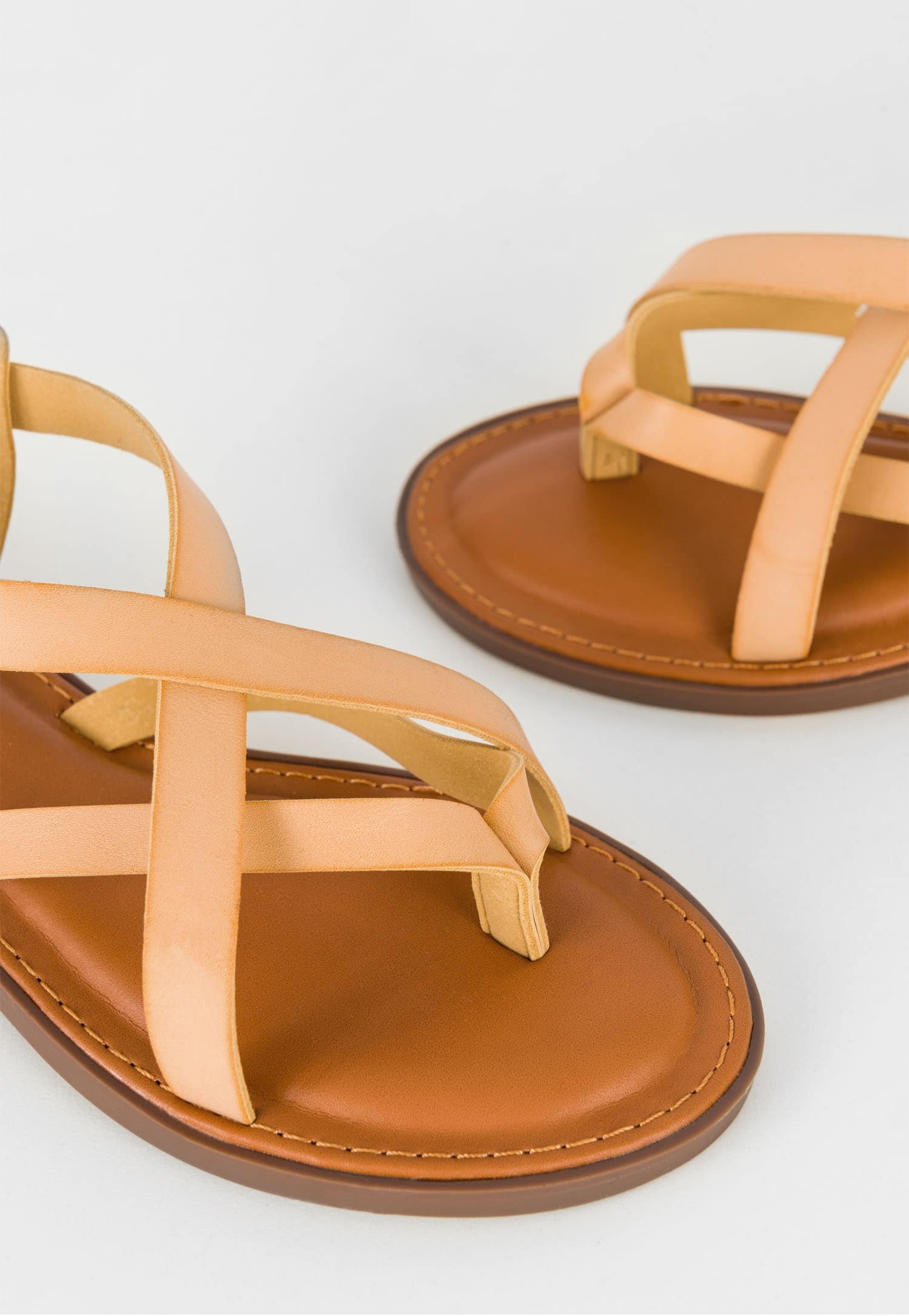 WJS beżowe sandały damskie na płaskiej podeszwie