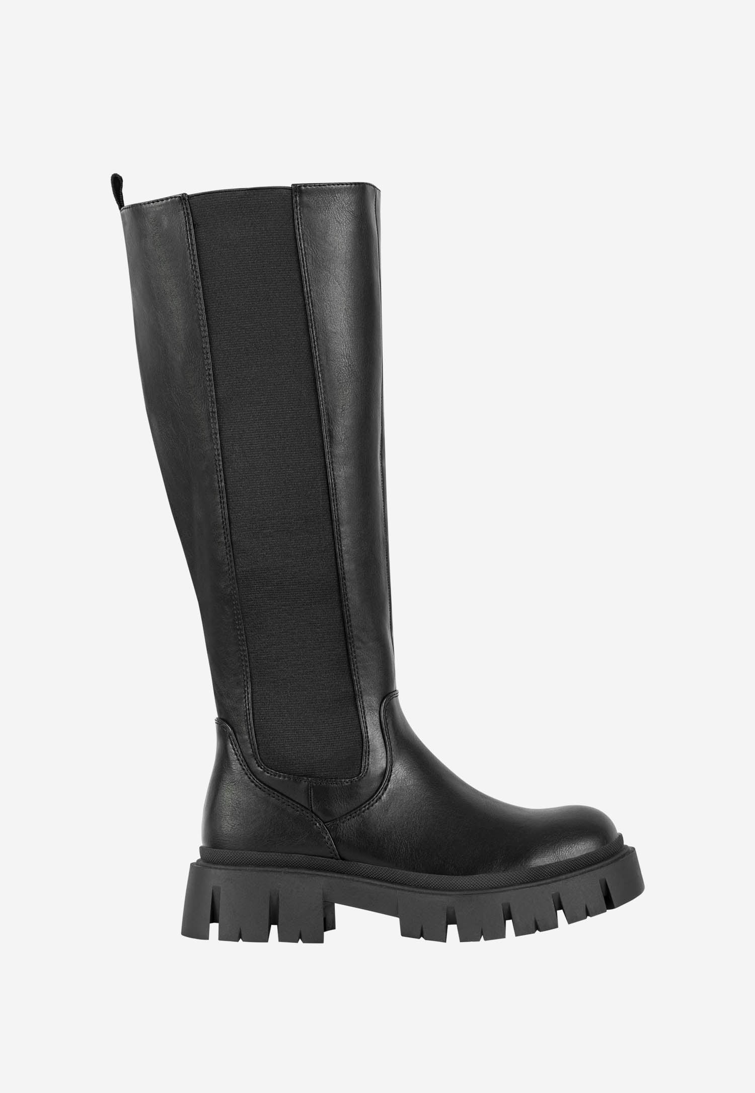 WJS czarne kozaki z elastyczną gumą na boku