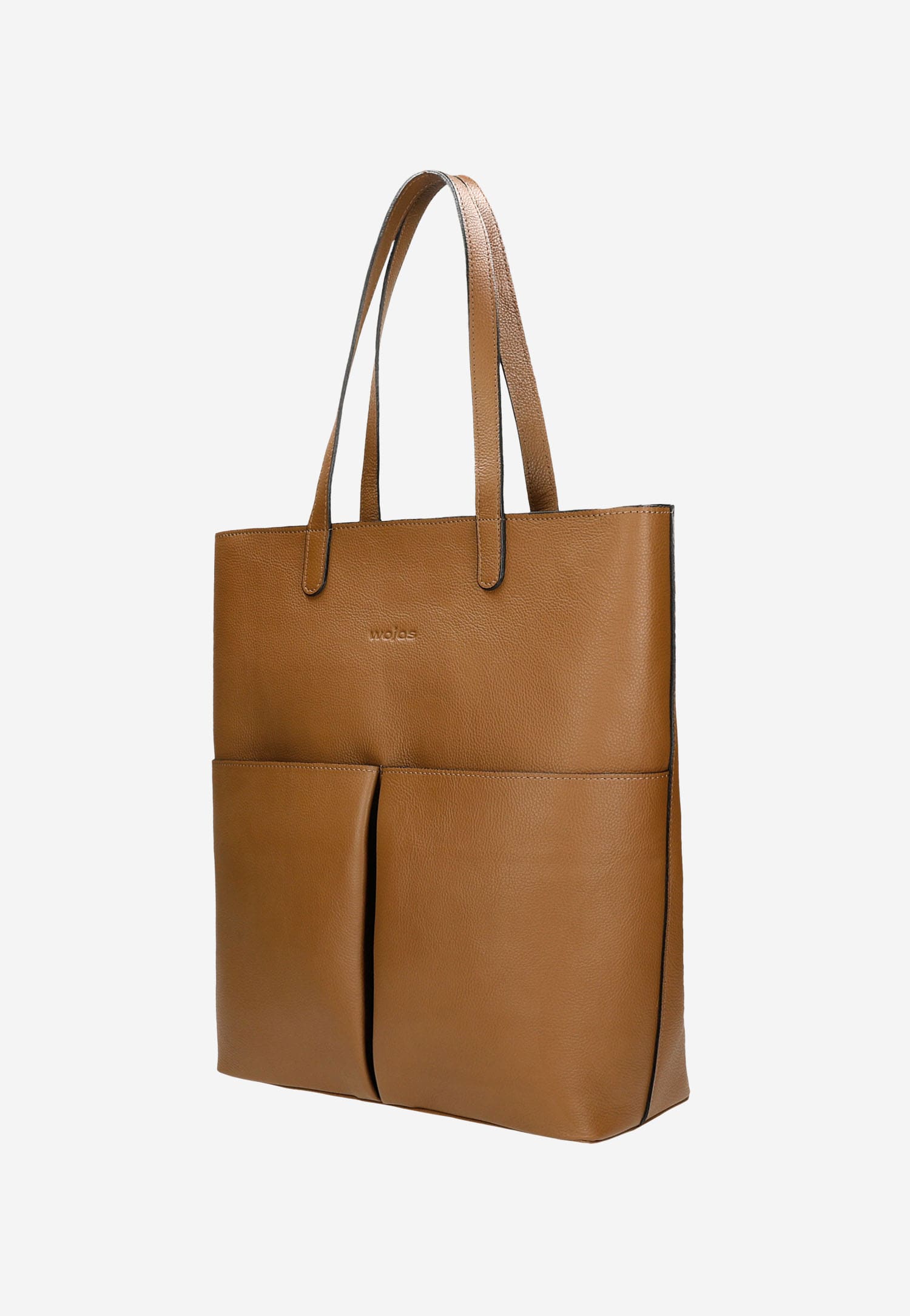 Pojemna skórzana shopperka damska w kolorze brązowym