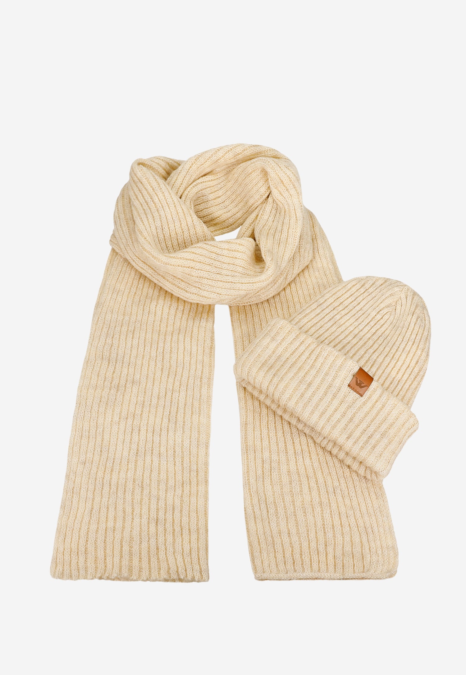 Komplet na zimę czapka + szalik w kolorze brązowym