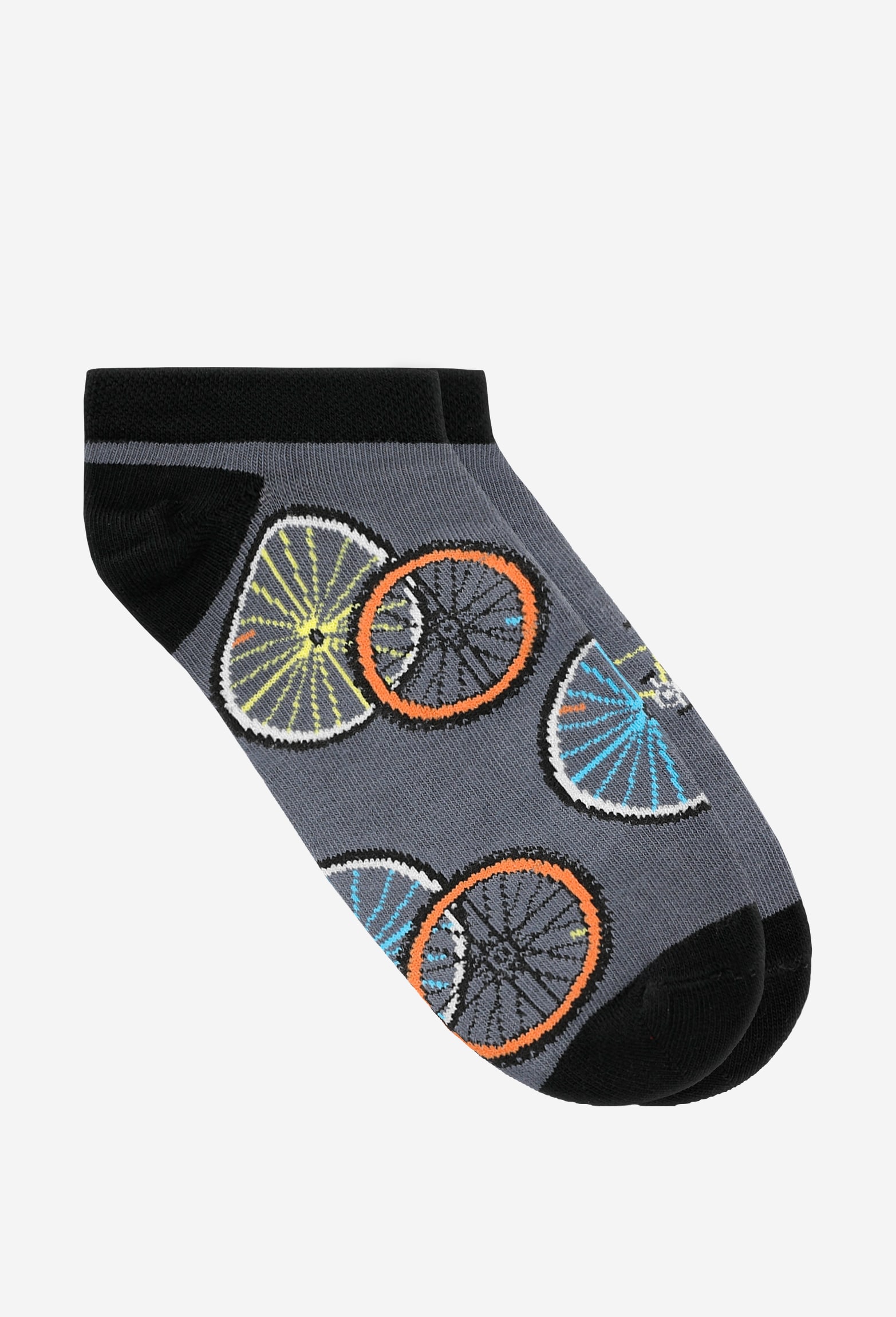 Zielono-granatowe stopki we wzór rowerowy