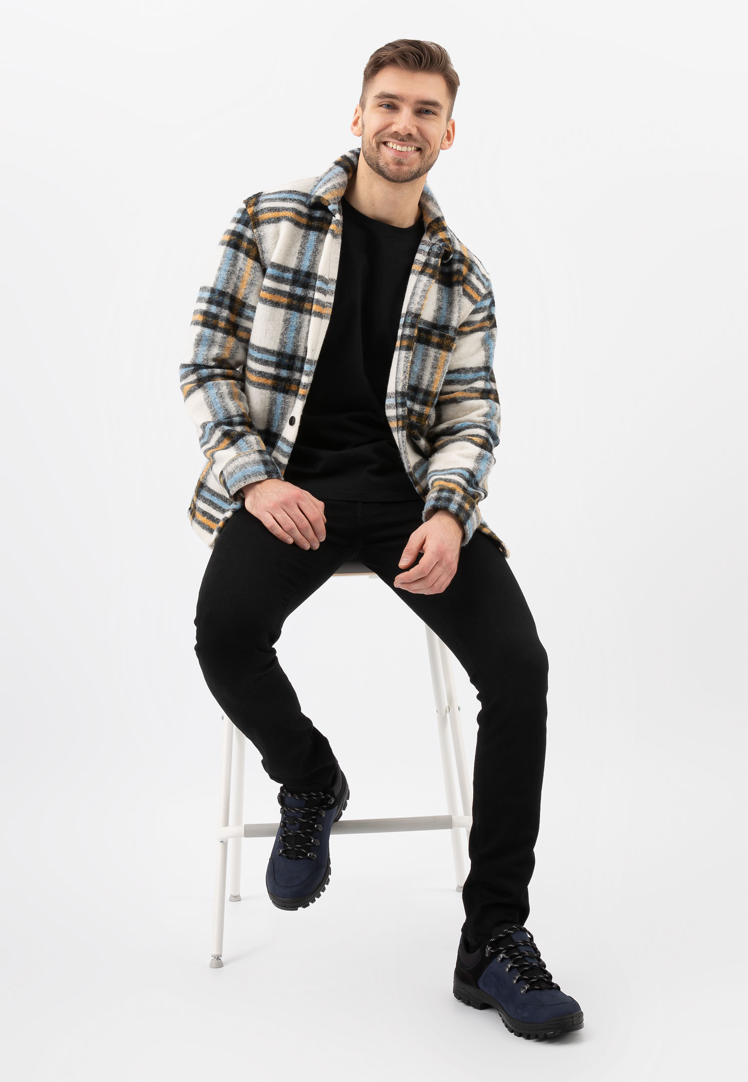 Czarno-granatowe półbuty trekkingowe męskie