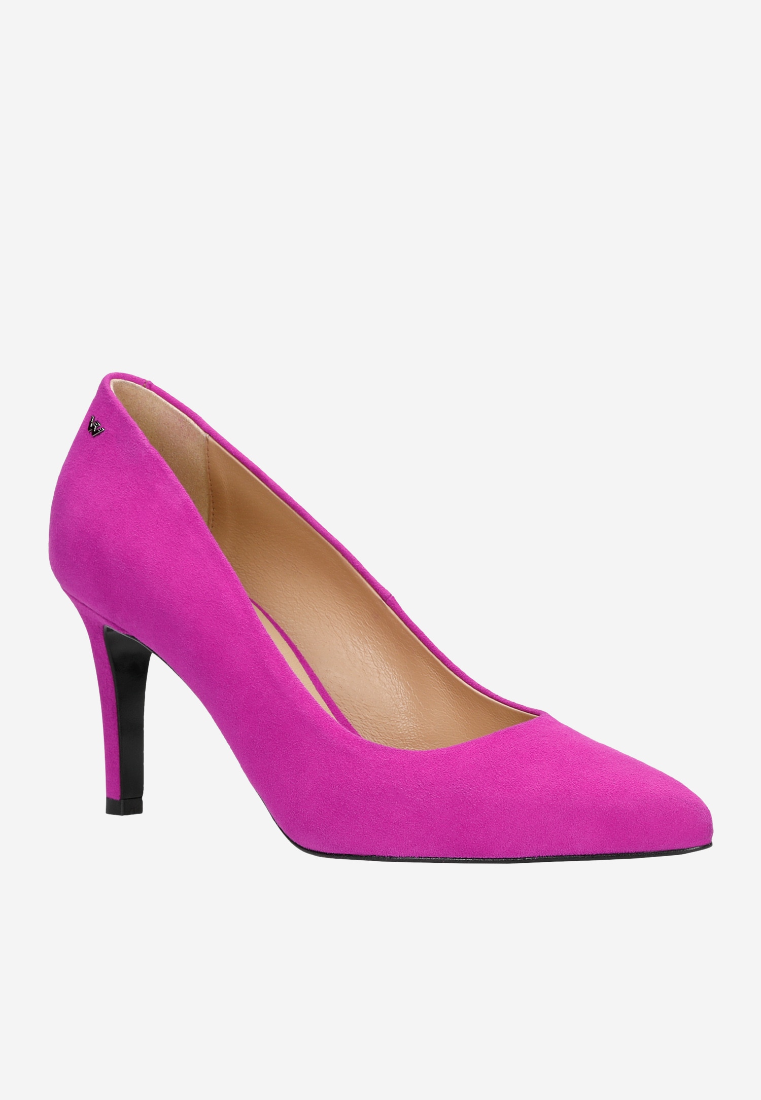 Różowe szpilki ze skóry welurowej