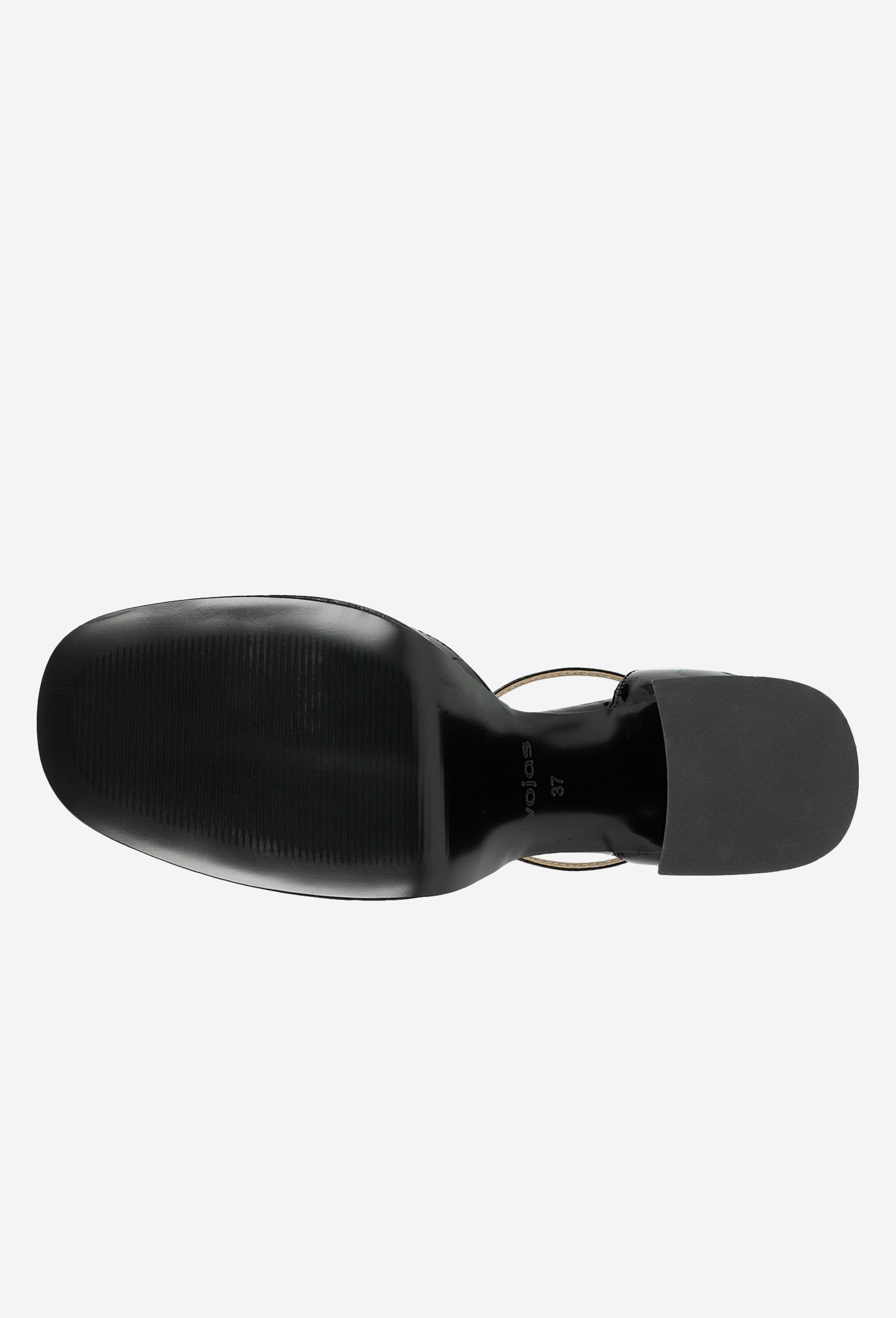 Lakierowane beżowe czółenka damskie na szerokim obcasie