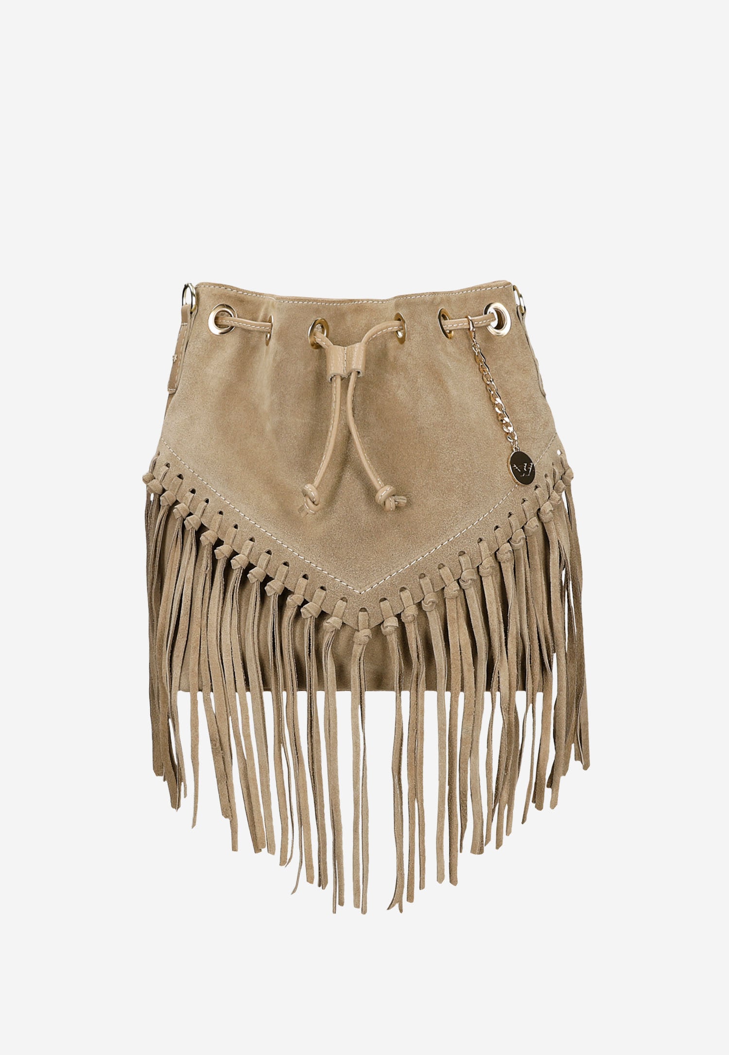 Czarna torebka z frędzlami w stylu boho