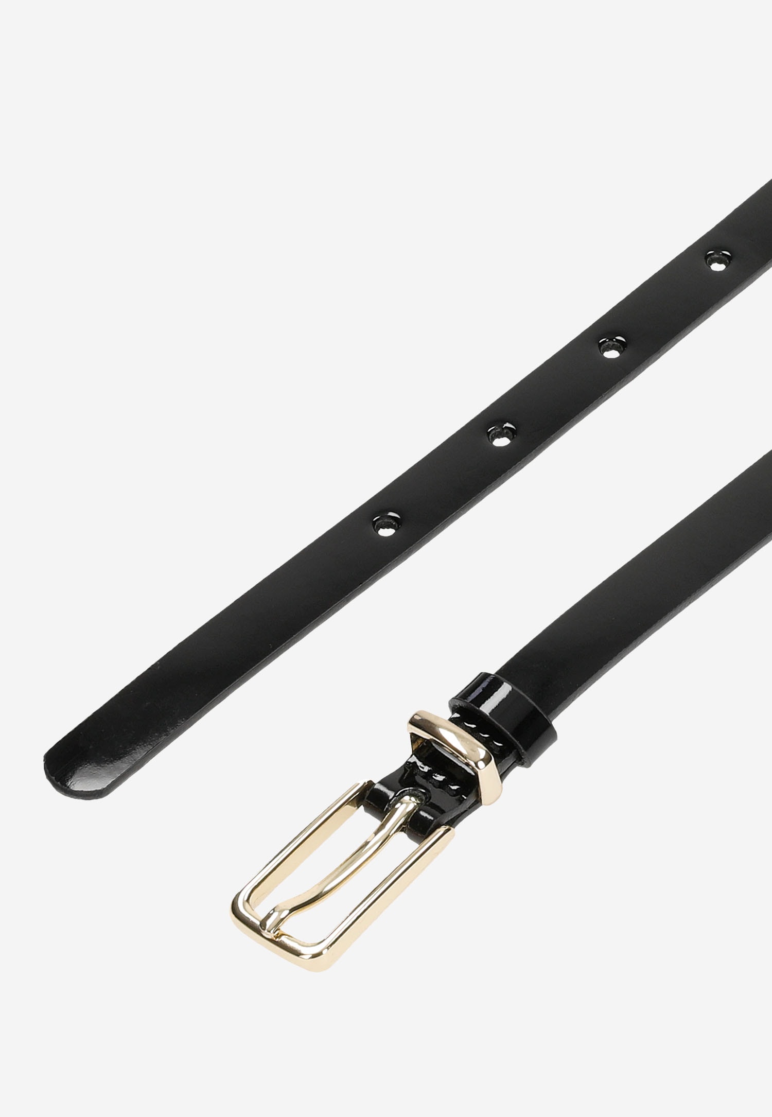 Czarny wąski pasek damski ze skóry licowej