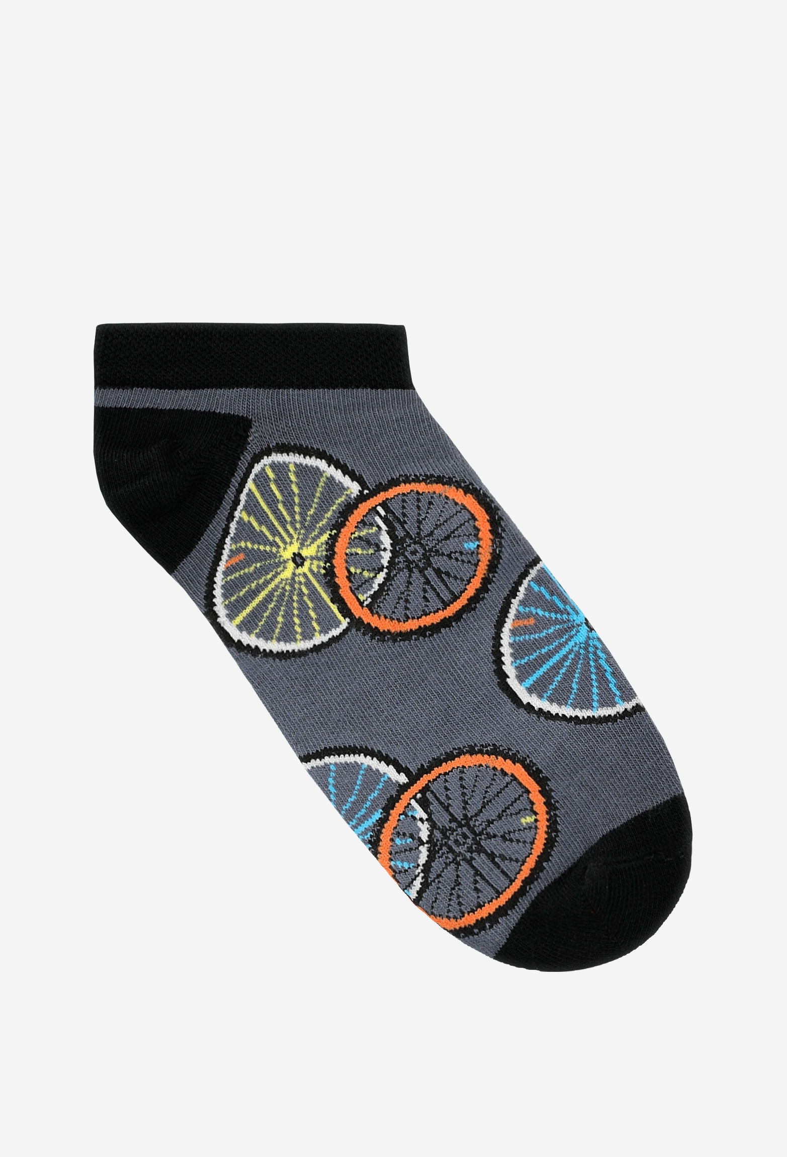 Zielono-granatowe stopki we wzór rowerowy