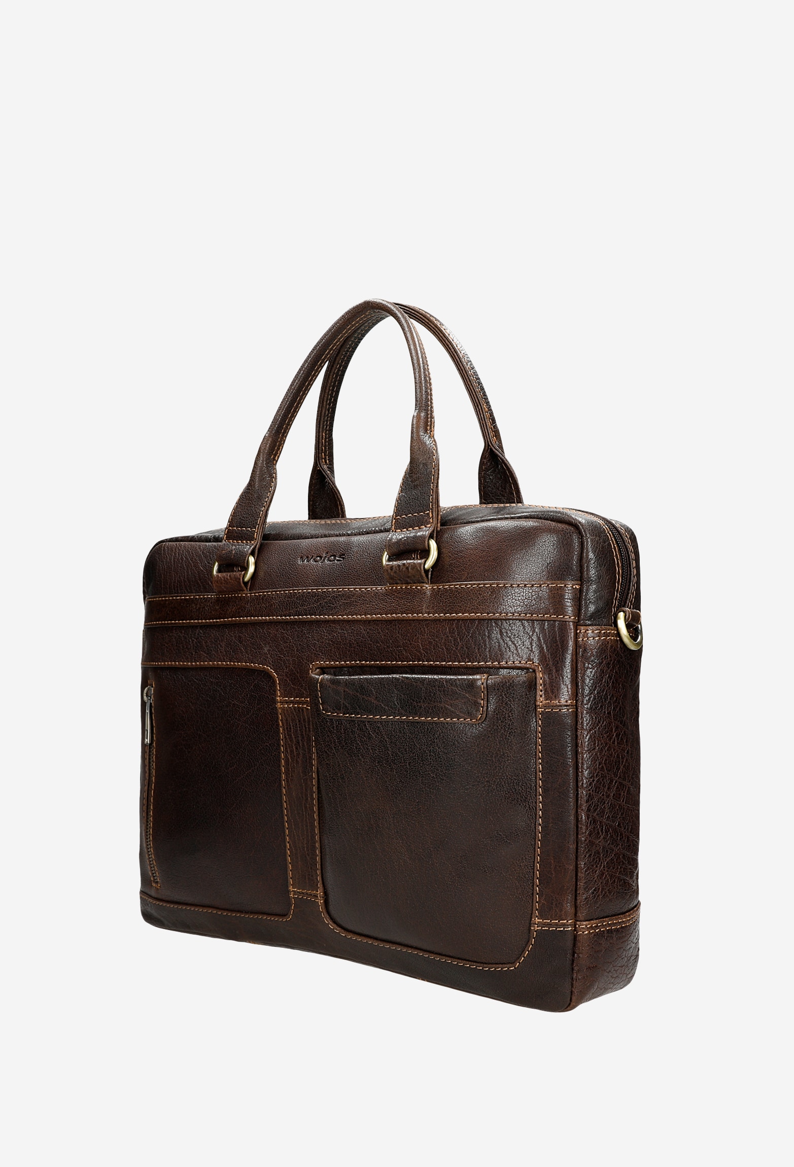 Czarna skórzana torba męska z dodatkowymi zewnętrznymi kieszeniami