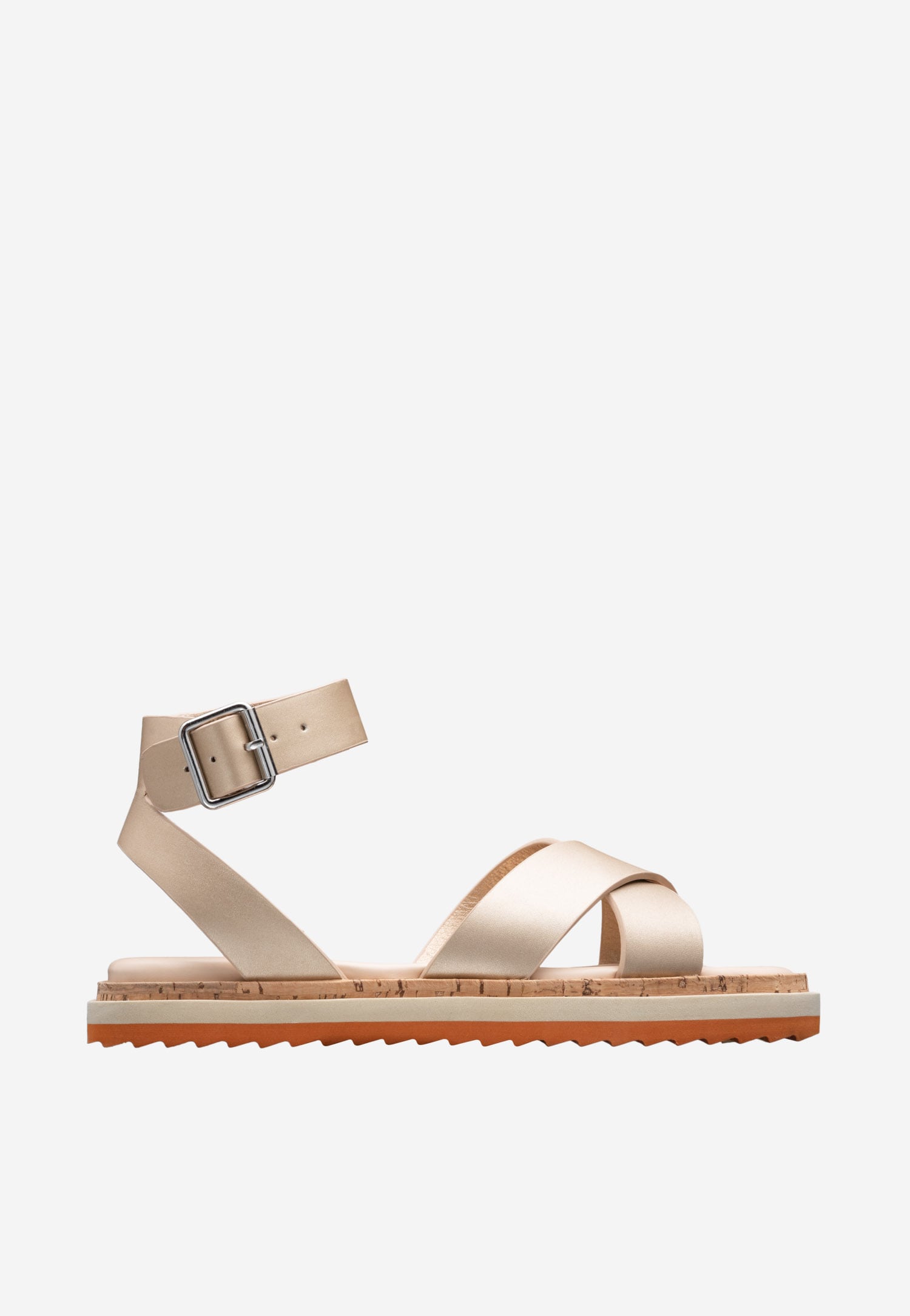 WJS beżowe sandały damskie na płaskiej podeszwie