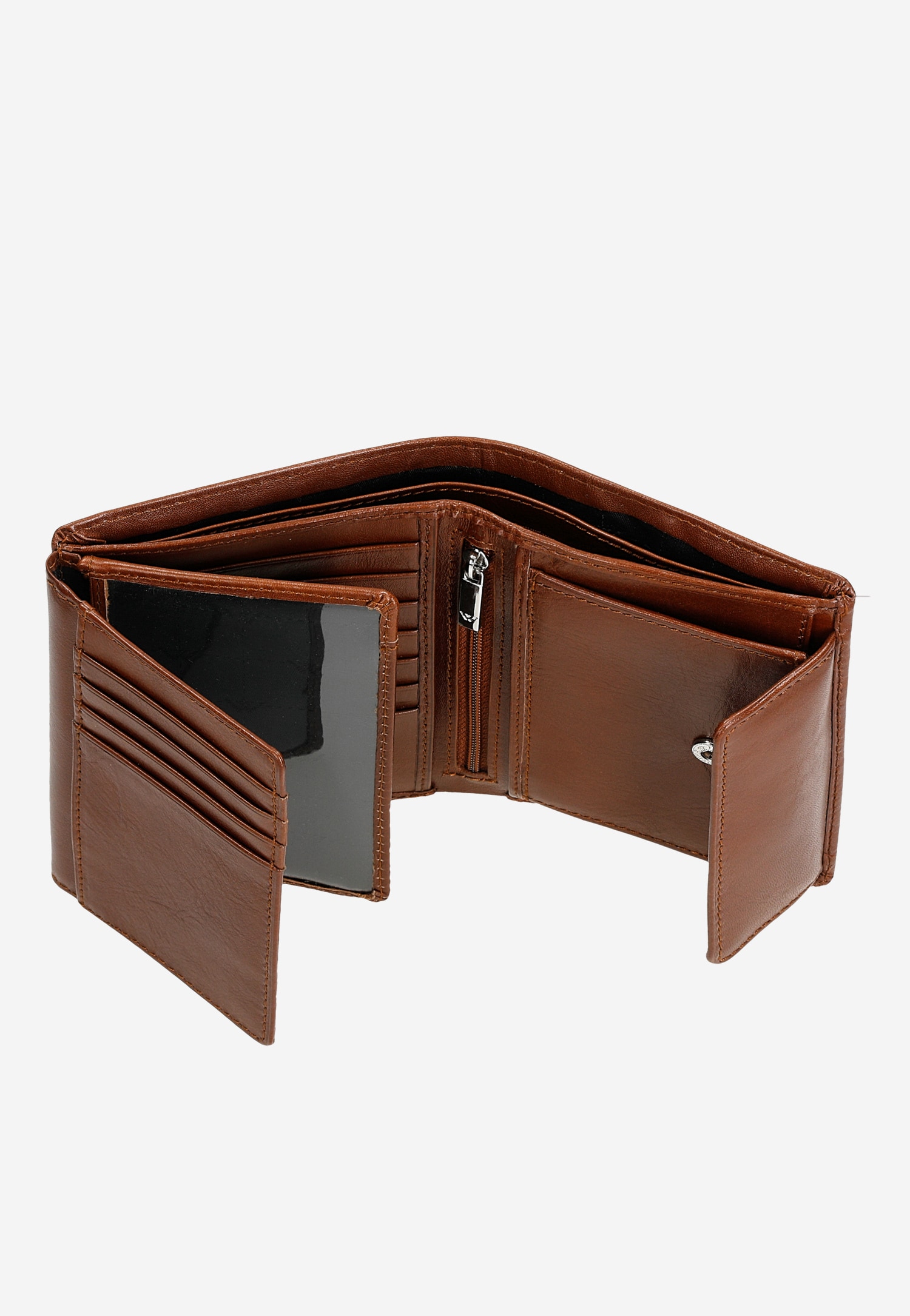 Jasnobrązowy portfel męski pionowy