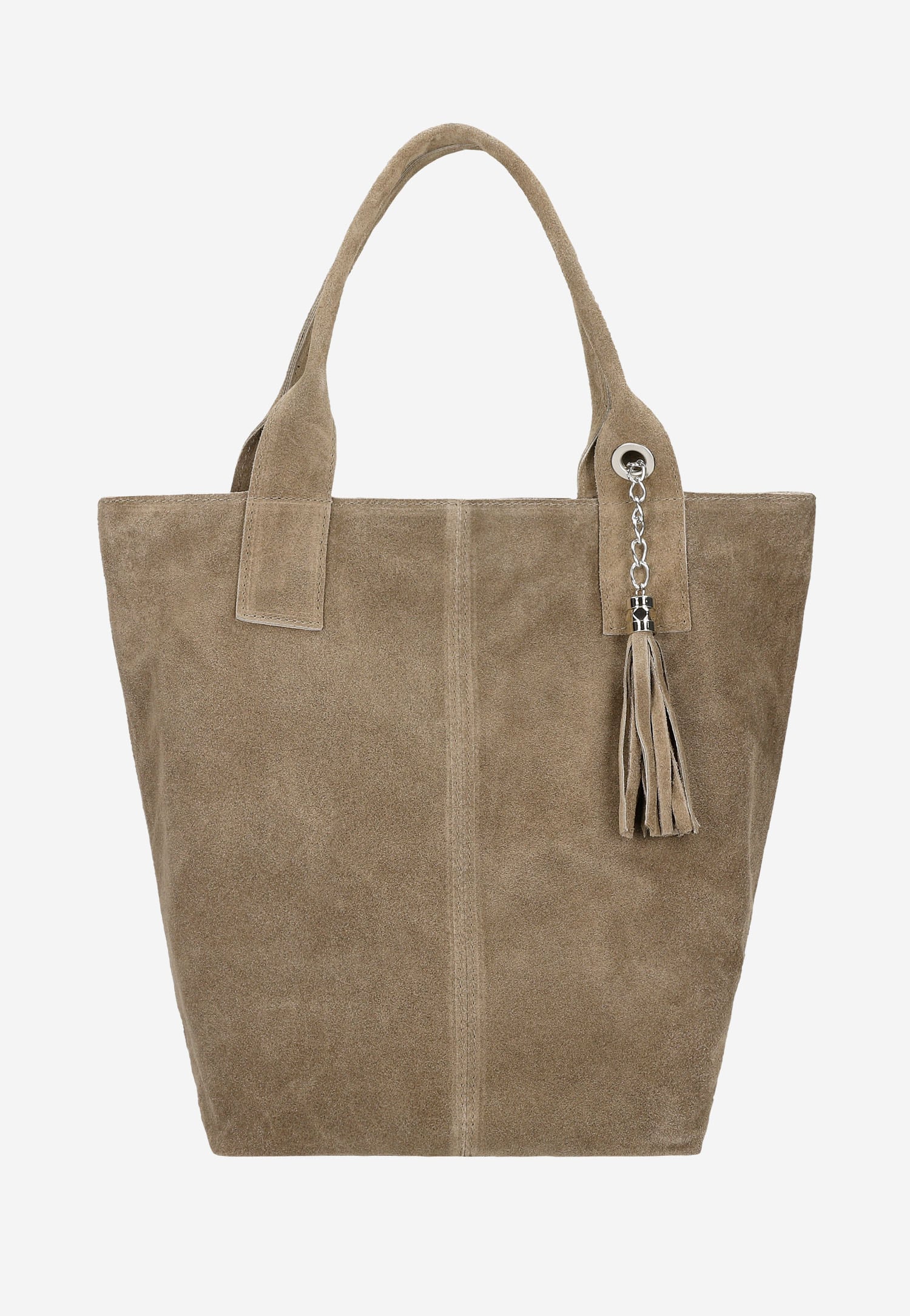 Duża shopperka damska z dwoiny welurowej