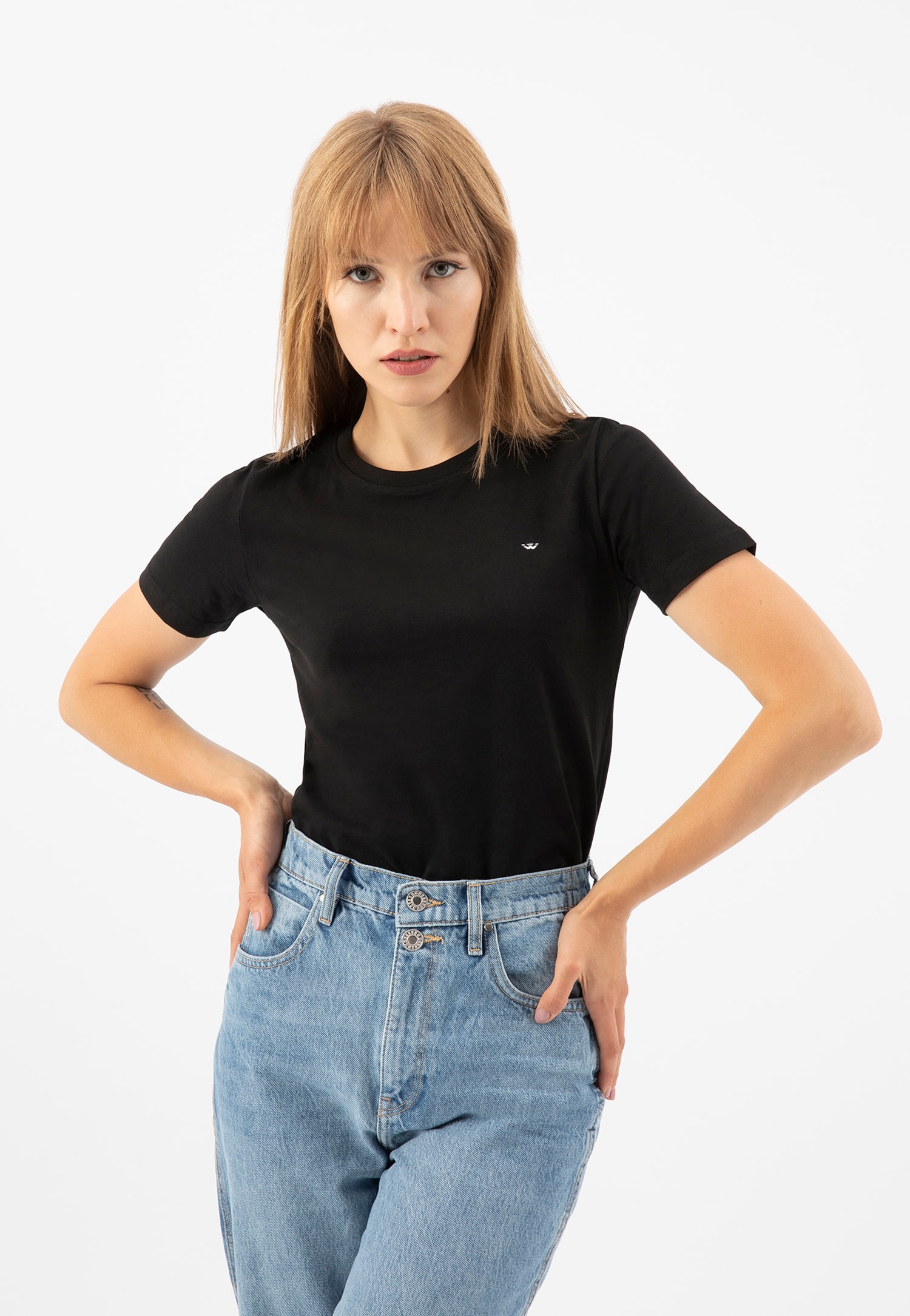 Biała bawełniana koszulka z okrągłym dekoltem