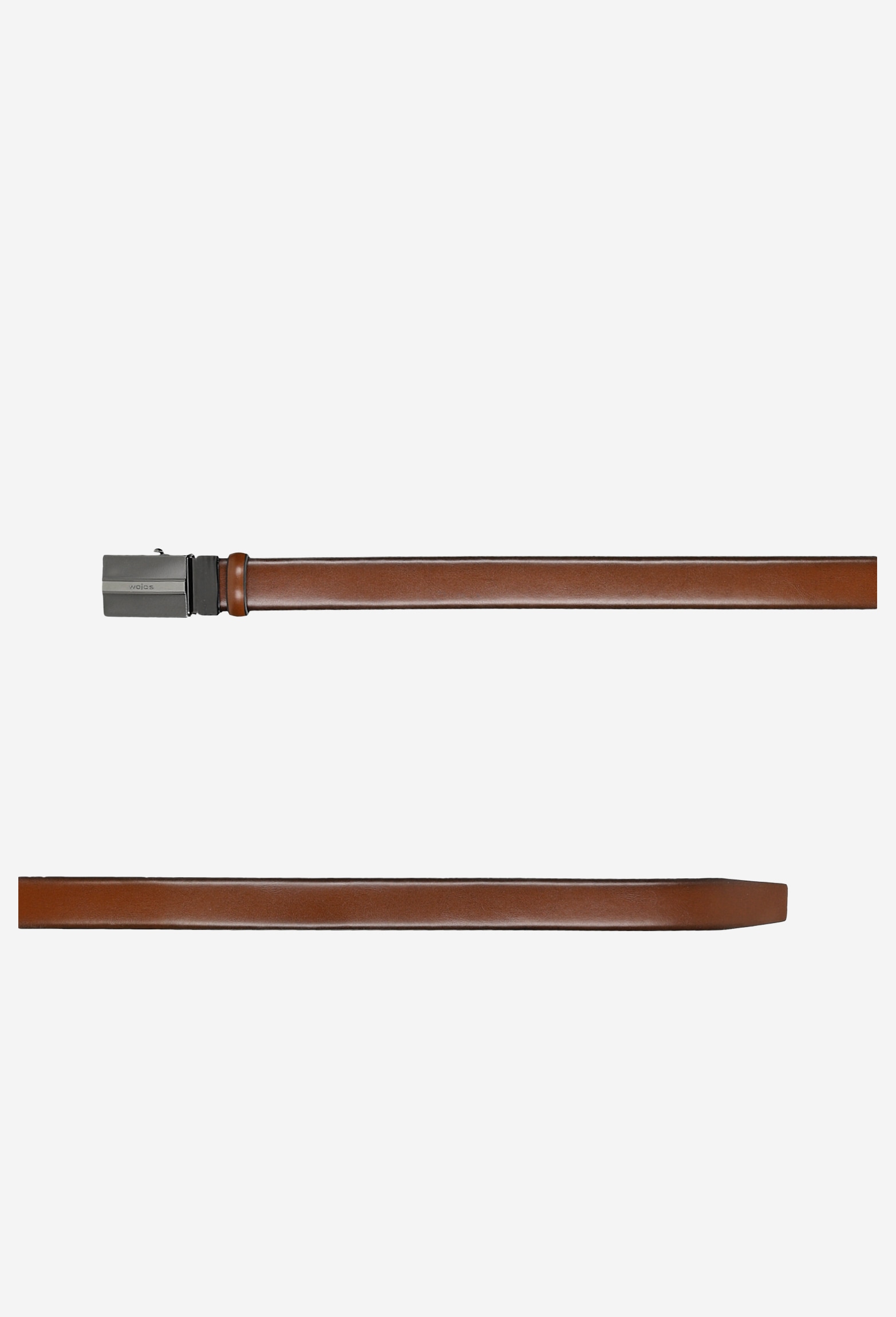 Brązowy skórzany pasek męski z pełną klamrą