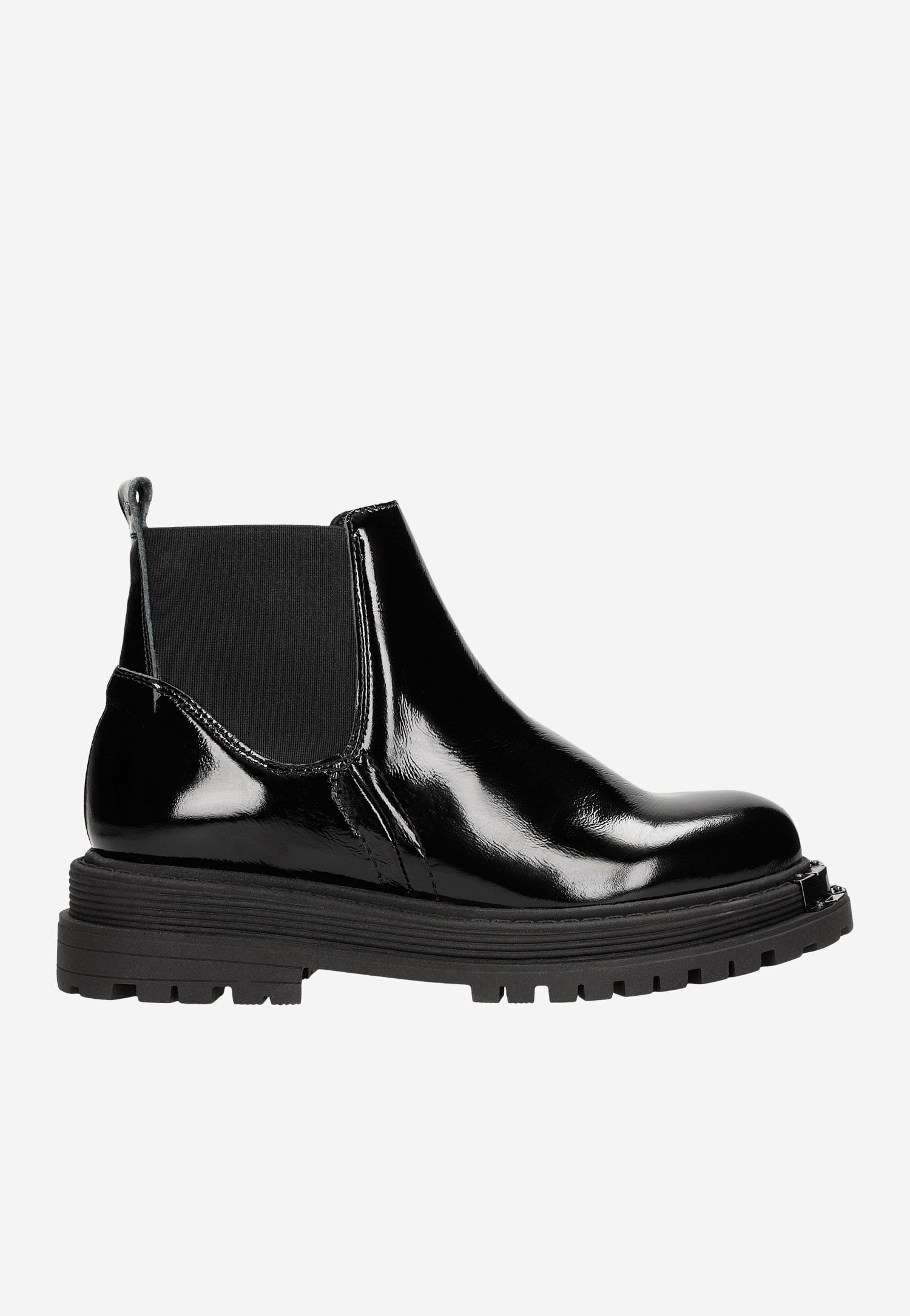 Czarne lakierowane sztyblety w stylu urban