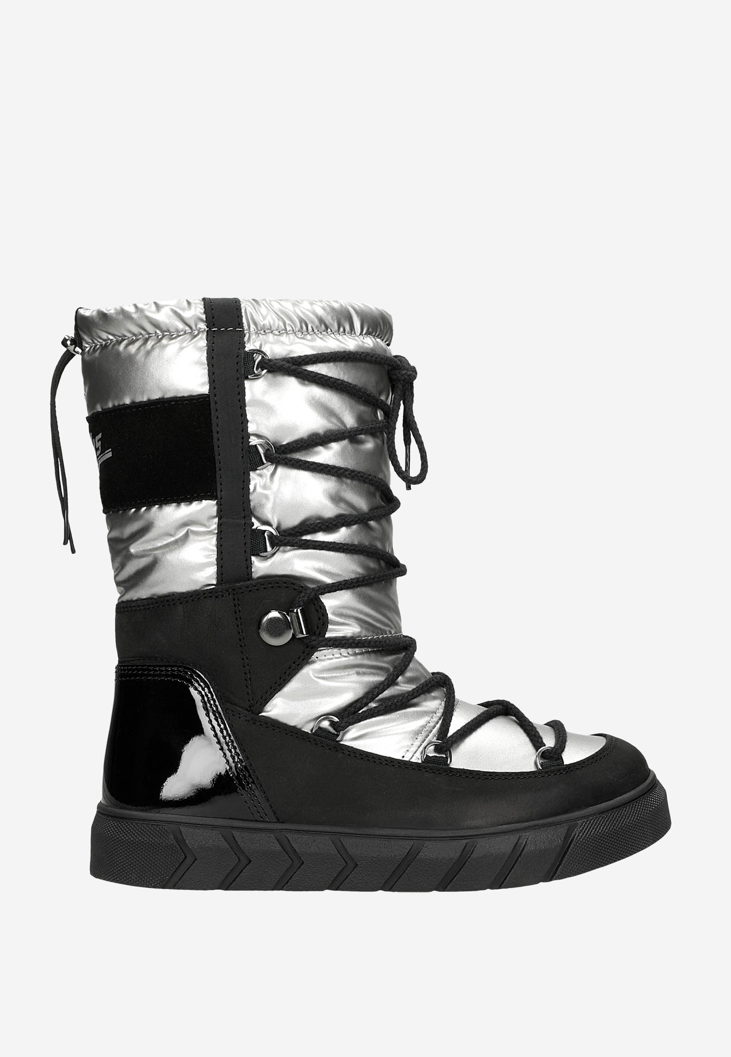 Czarno-niebieskie wsuwane śniegowce damskie RELAKS